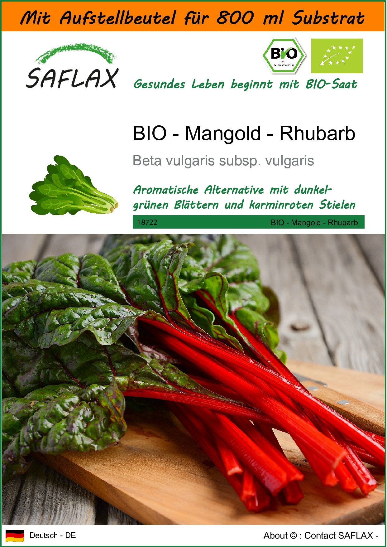 Gemüsesamen SAFLAX - Garden in the bag - BIO - Mangold - Rhubarb