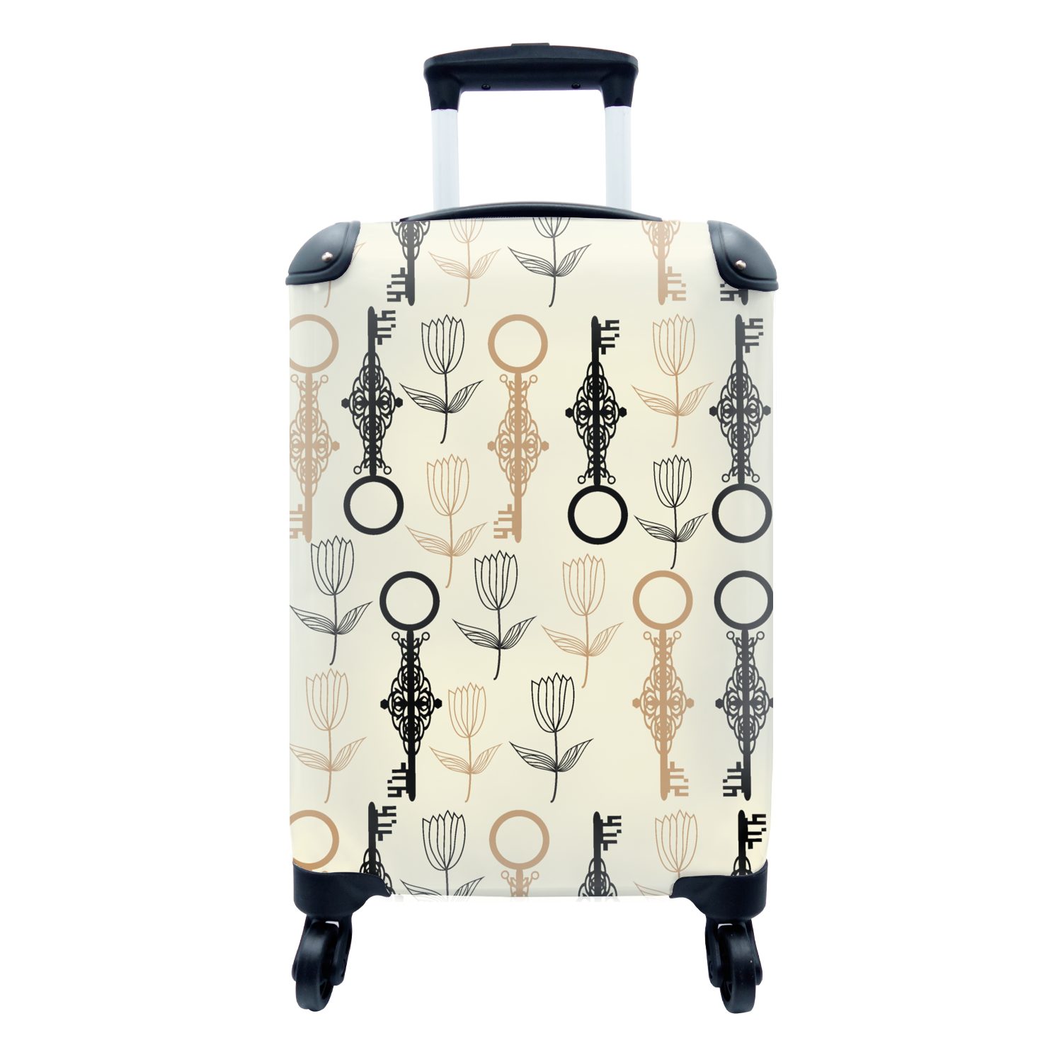 MuchoWow Handgepäckkoffer Schlüssel - Gold - Muster, 4 Rollen, Reisetasche mit rollen, Handgepäck für Ferien, Trolley, Reisekoffer