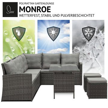 SVITA Loungeset MONROE, (Set, 4-tlg., Gartenlounge), Garten-Lounge, Poly-Rattan, Sitzgruppe, Outdoor, Lounge-Möbel
