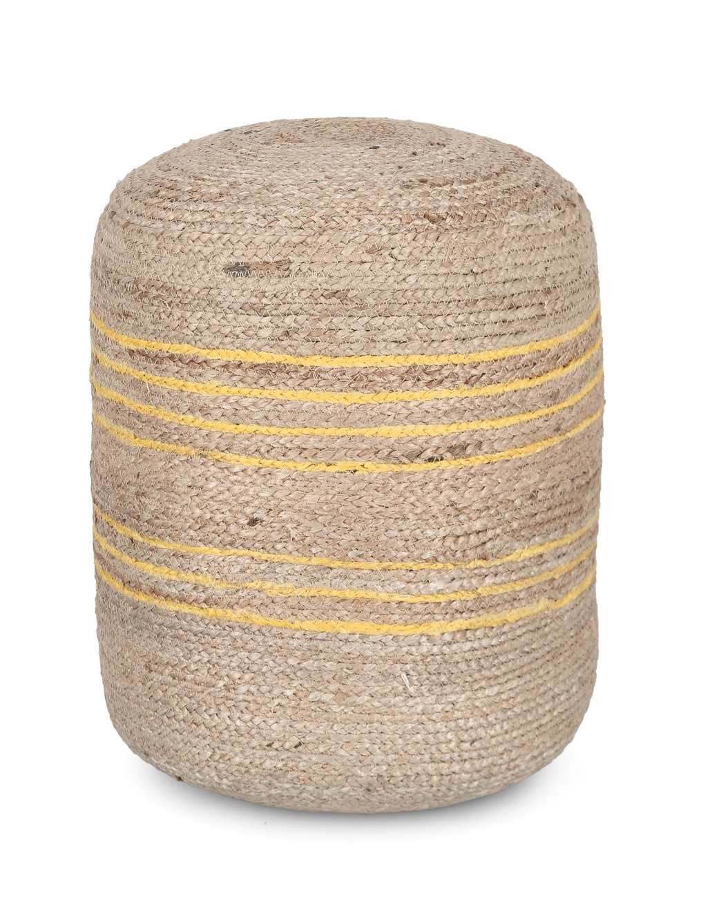 Feeling4Home Pouf Ankit aus Jute, Gelb