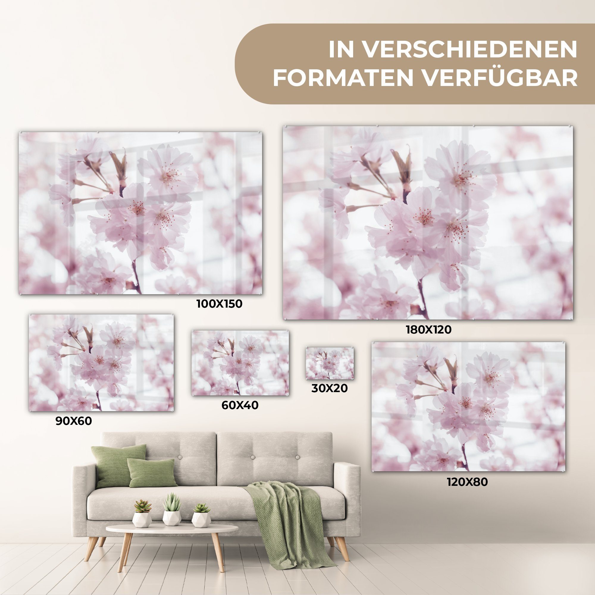 Blumen & Acrylglasbilder (1 - Blüte, Acrylglasbild St), MuchoWow Wohnzimmer Zweig - Schlafzimmer