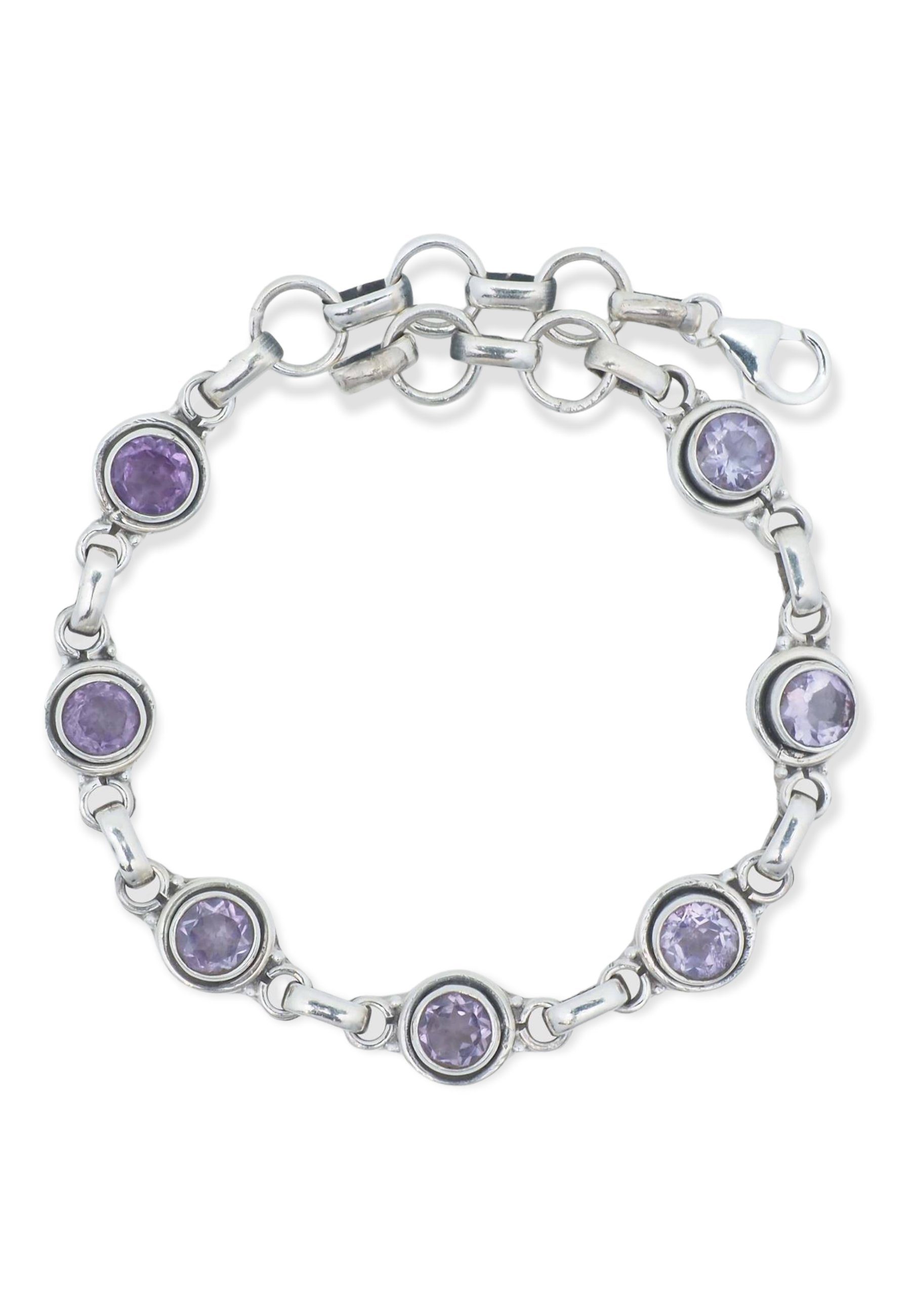 mantraroma Silberarmband 925er Silber mit Amethyst facettiert