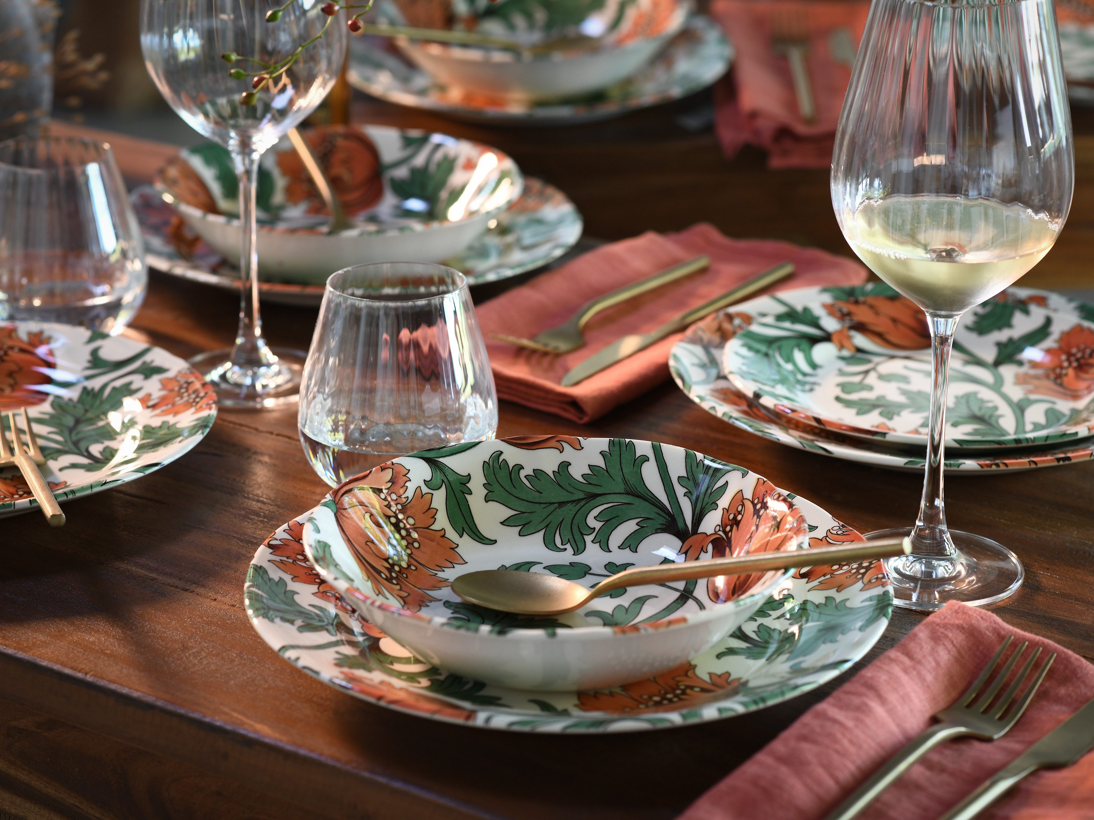 CreaTable Teller-Set Florentina, Tellerset 12-tlg (12-tlg), 4 Personen, Steingut, Blumendekor
