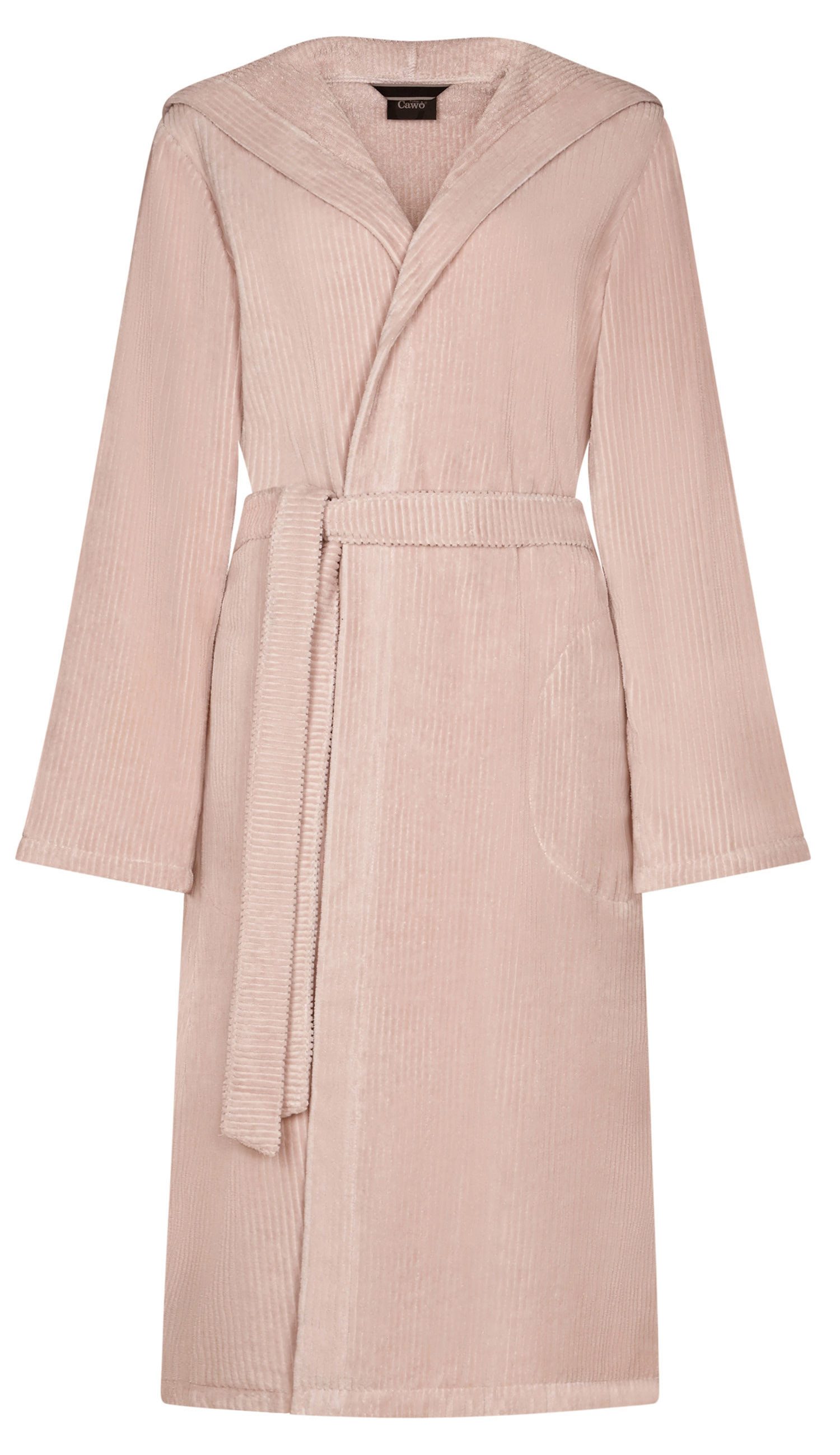 Cawö Damenbademantel Damen Morgenmantel mit Kapuze, Midi, Baumwolle, Kapuze günstig online kaufen