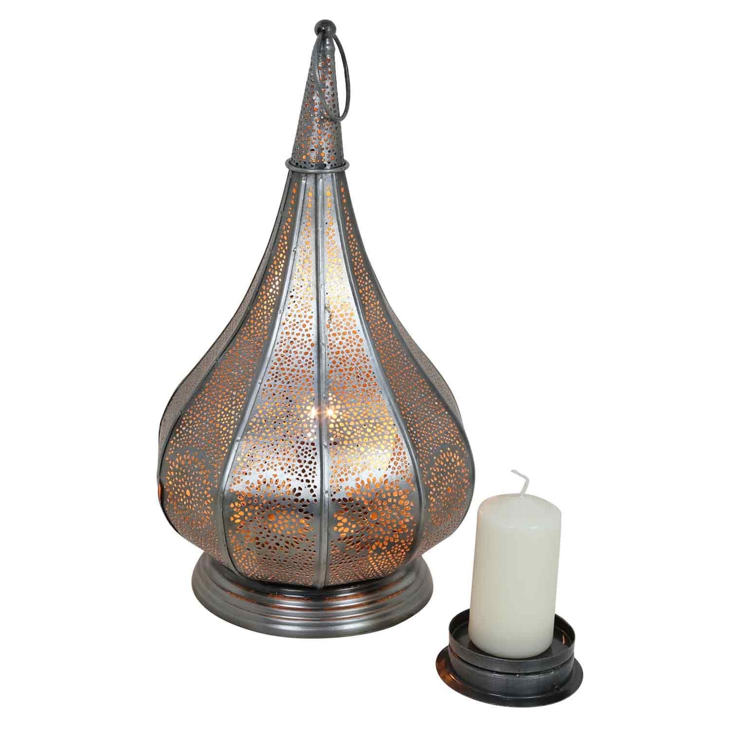 Casa Moro Tischleuchte Orientalische Lampe Monza Silber, schöne Weihnachtsbeleuchtung, ohne Leuchtmittel, Marokkanisches Windlicht IRL620