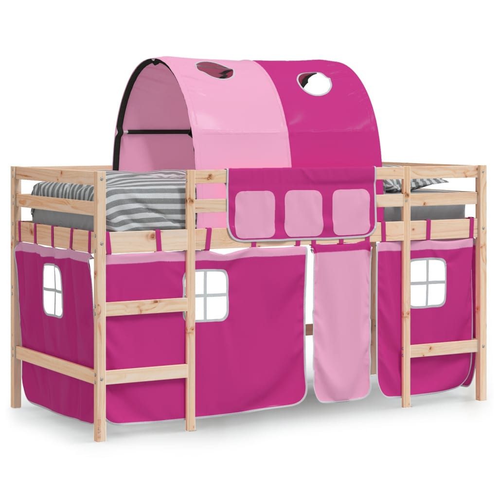 vidaXL Bett Kinderhochbett mit Tunnel Rosa günstig online kaufen