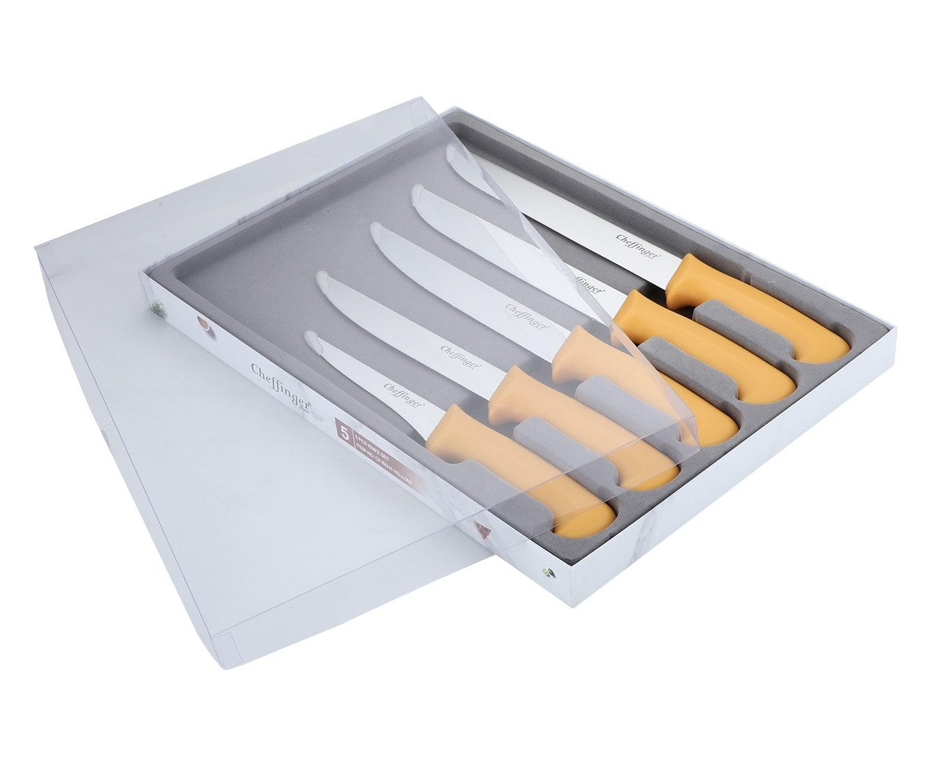 Cheffinger Messer-Set Messer BBQ Grill Fleischmesser Kochmesser Set 5-tlg. Cheffinger (Set bestehend aus 5 Messern)