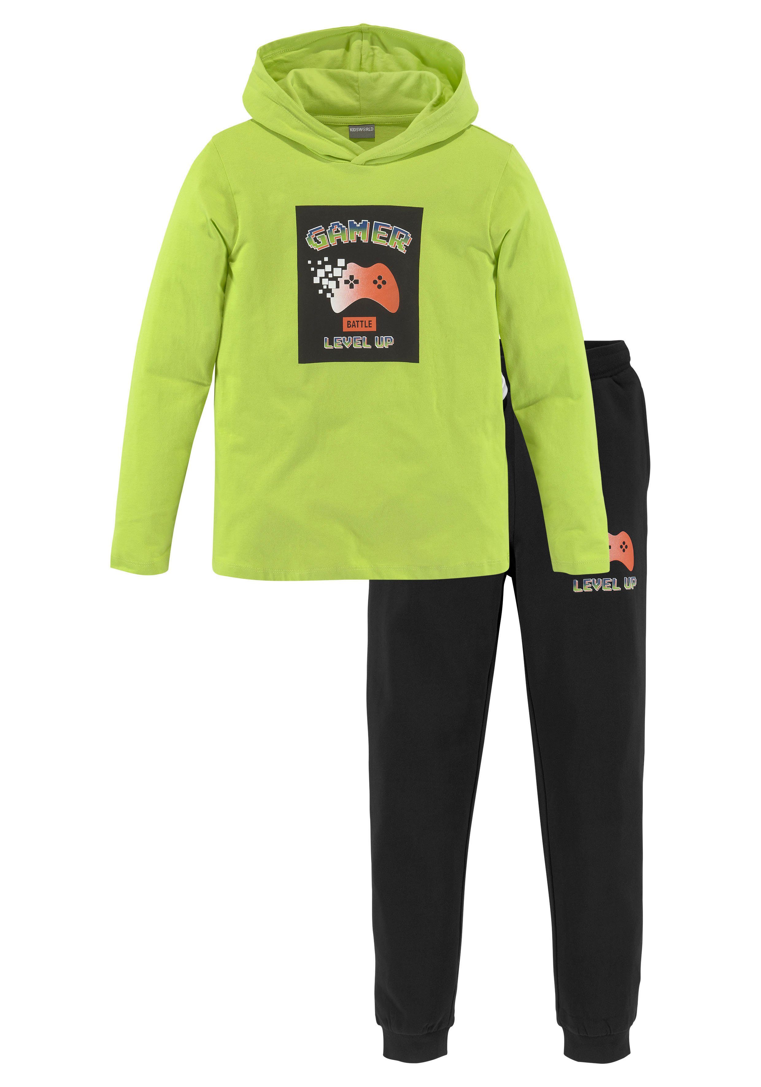 Weltberühmt (Set, Shirt Sweathose Set Hose Set: Kapuzenshirt im & Shirt und Sweathose und KIDSWORLD GAMER 2-tlg)