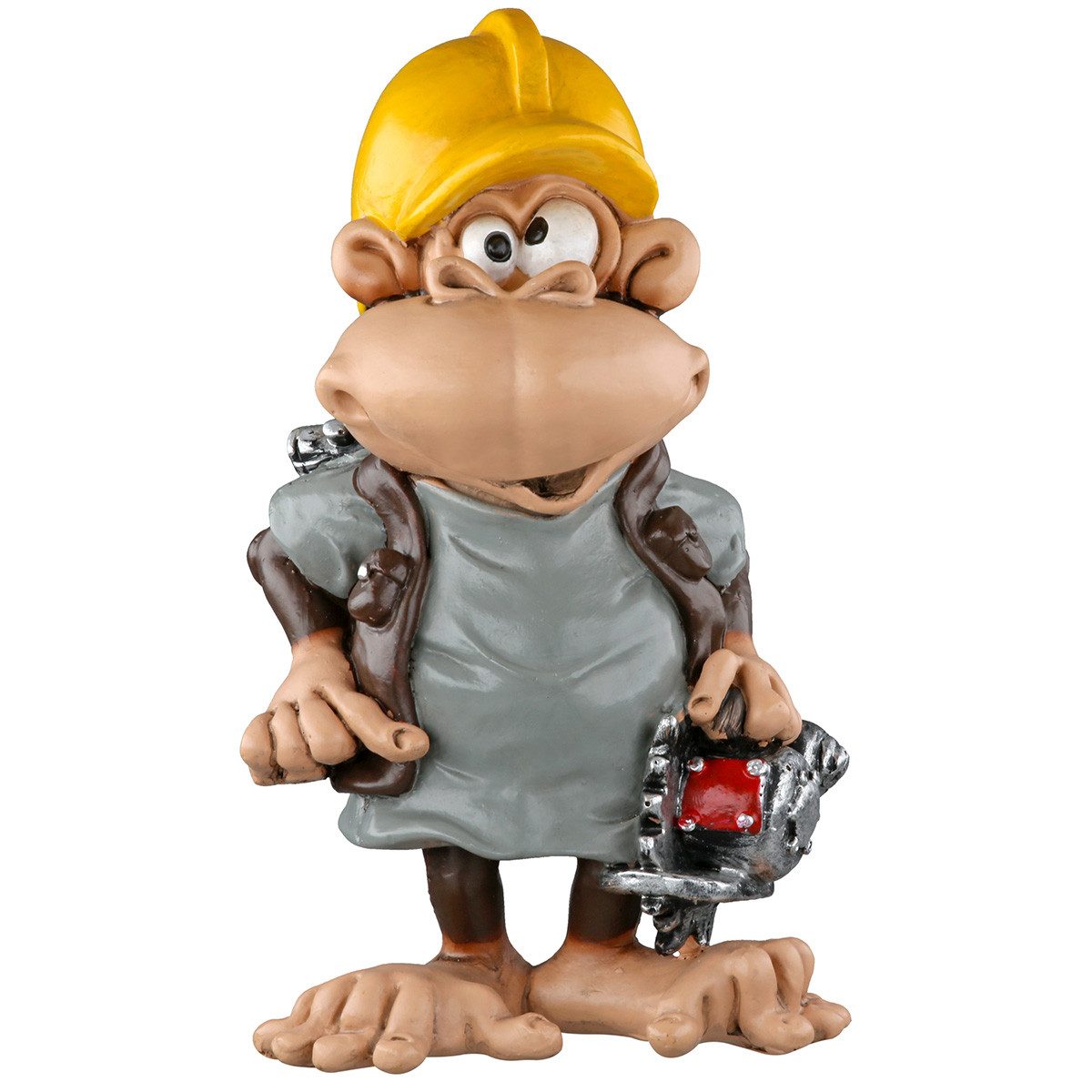 MF Comicfigur Builder Monkey Affenfigur Bauarbeiter mit Kreissäge Deko 12,5cm (1 St)