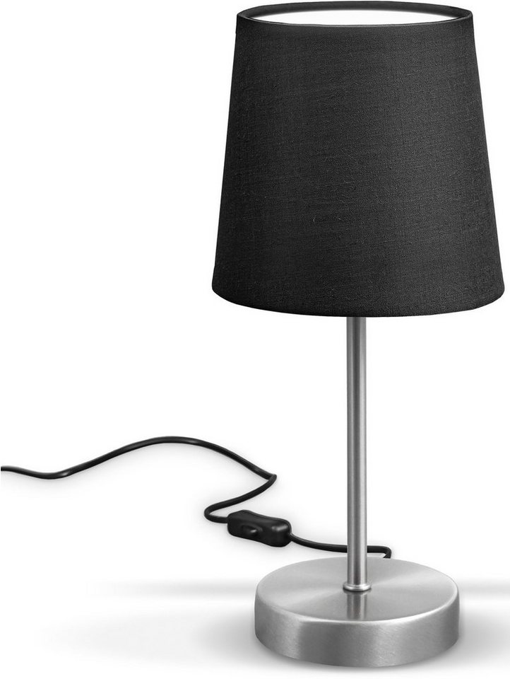 B.K.Licht Tischleuchte BK_TL1301 Tischlampe, Stofflampe Schwarz,  E14-Fassung, ohne Leuchtmittel, Ohne Leuchtmittel, Nachttischlampe mit  Schalter, IP20