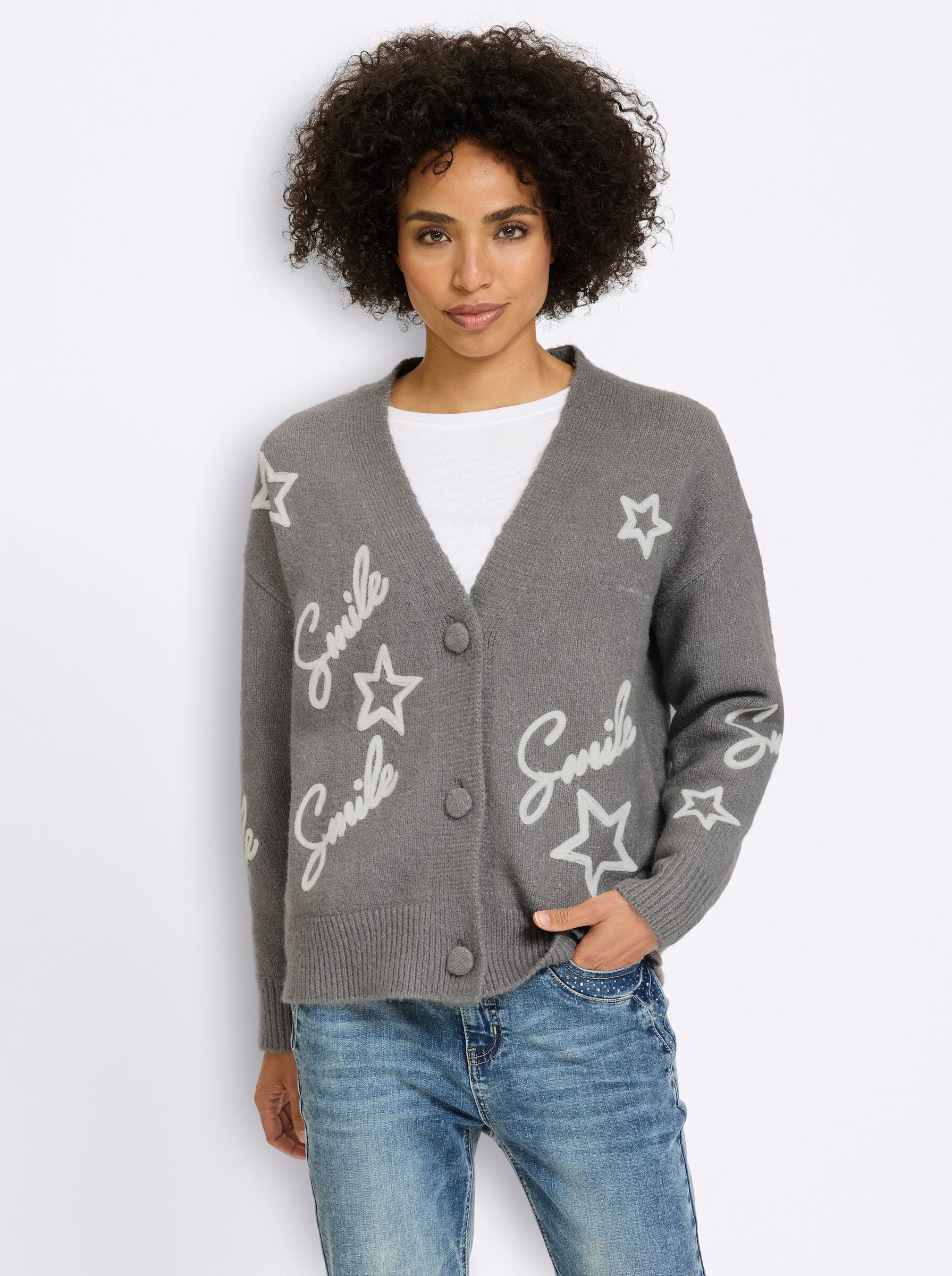 heine Strickjacke Strickjacke Langarm Jersey