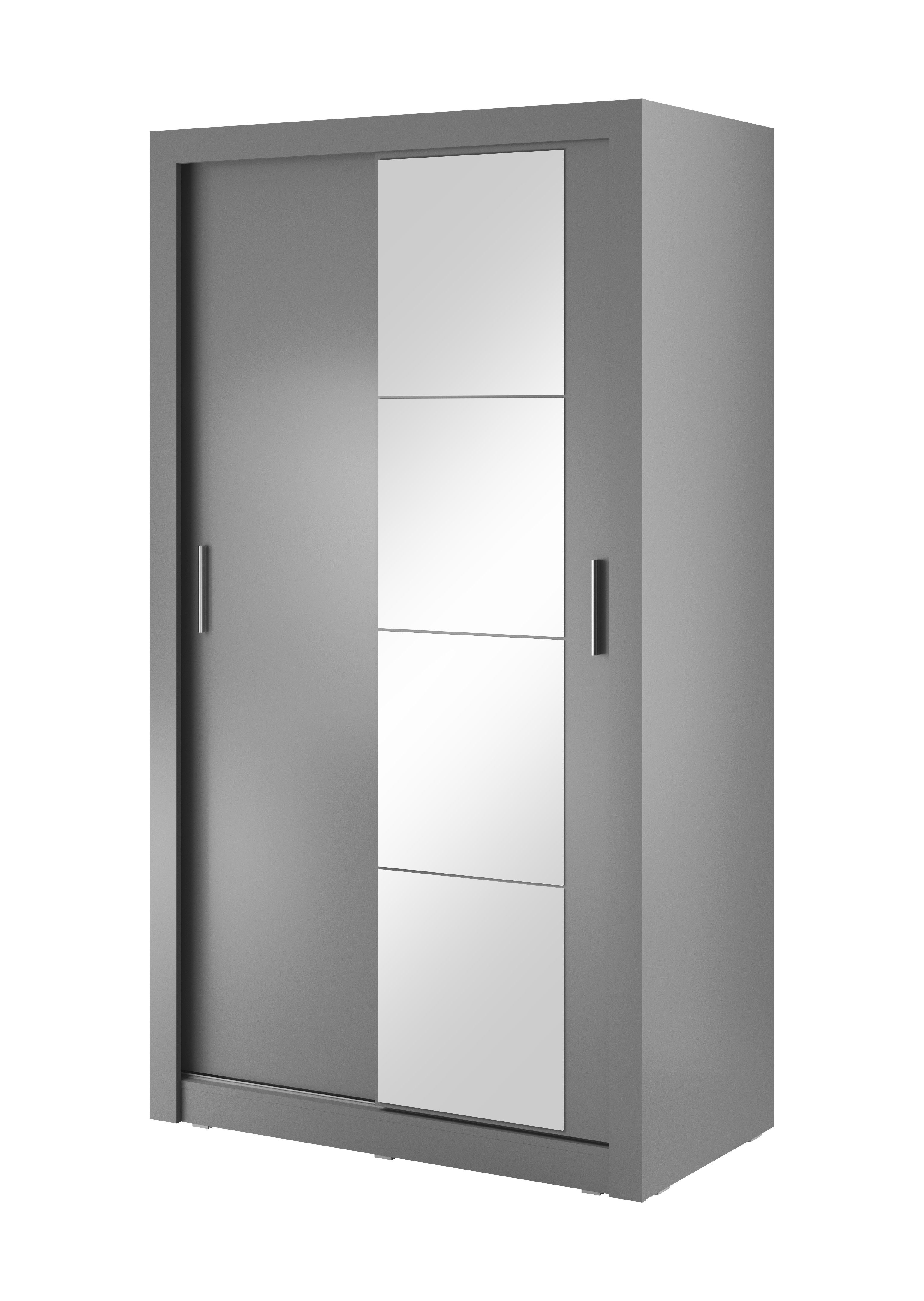 Compleo Kleiderschrank Spiegel, 06, cm 120 Breite mit grau Schwebetürenschrank ARTI Modern Flurschrank 2-türig