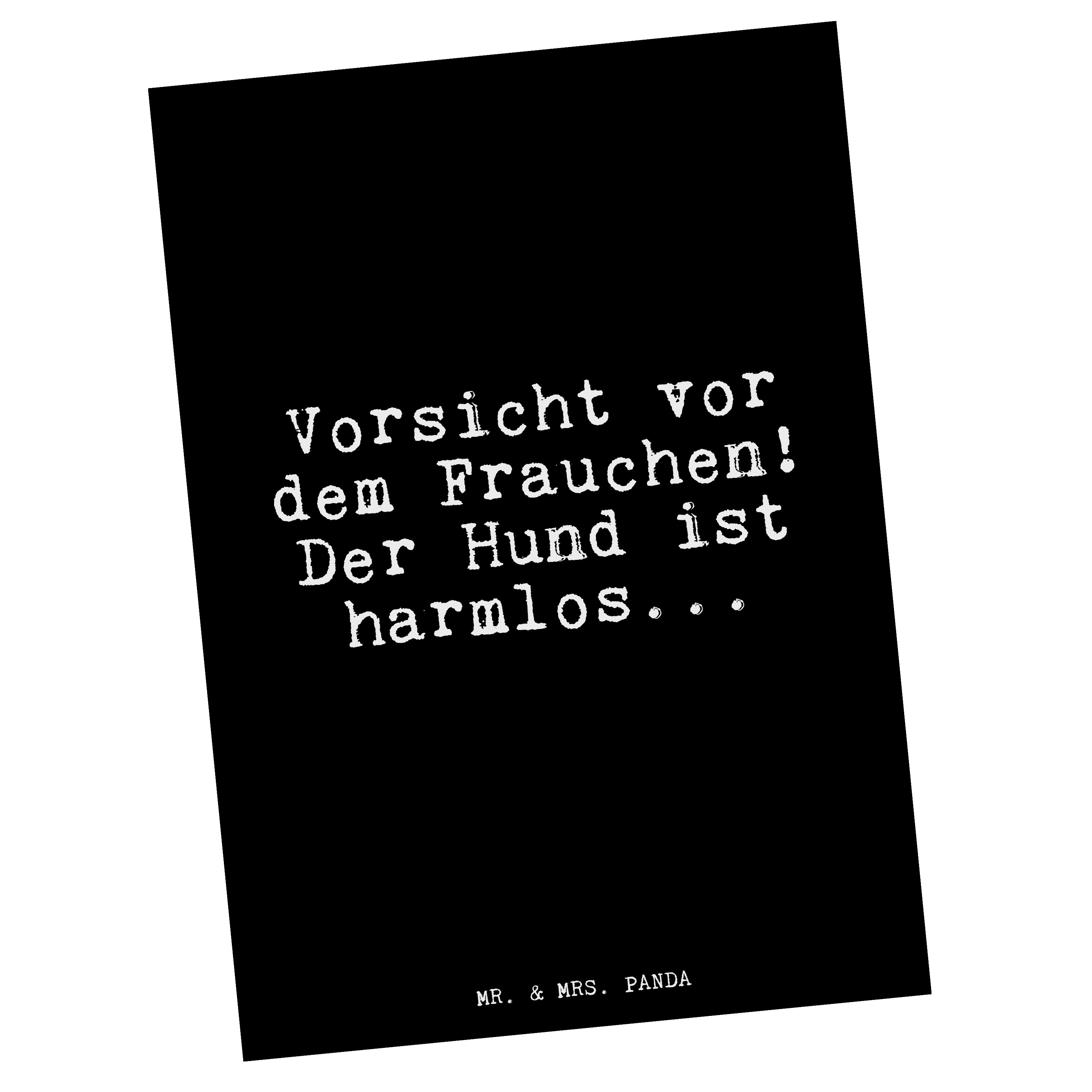 Mr. & Mrs. Panda Postkarte Vorsicht vor dem Frauchen!... - Schwarz - Geschenk, Geschenk Frau, Sp