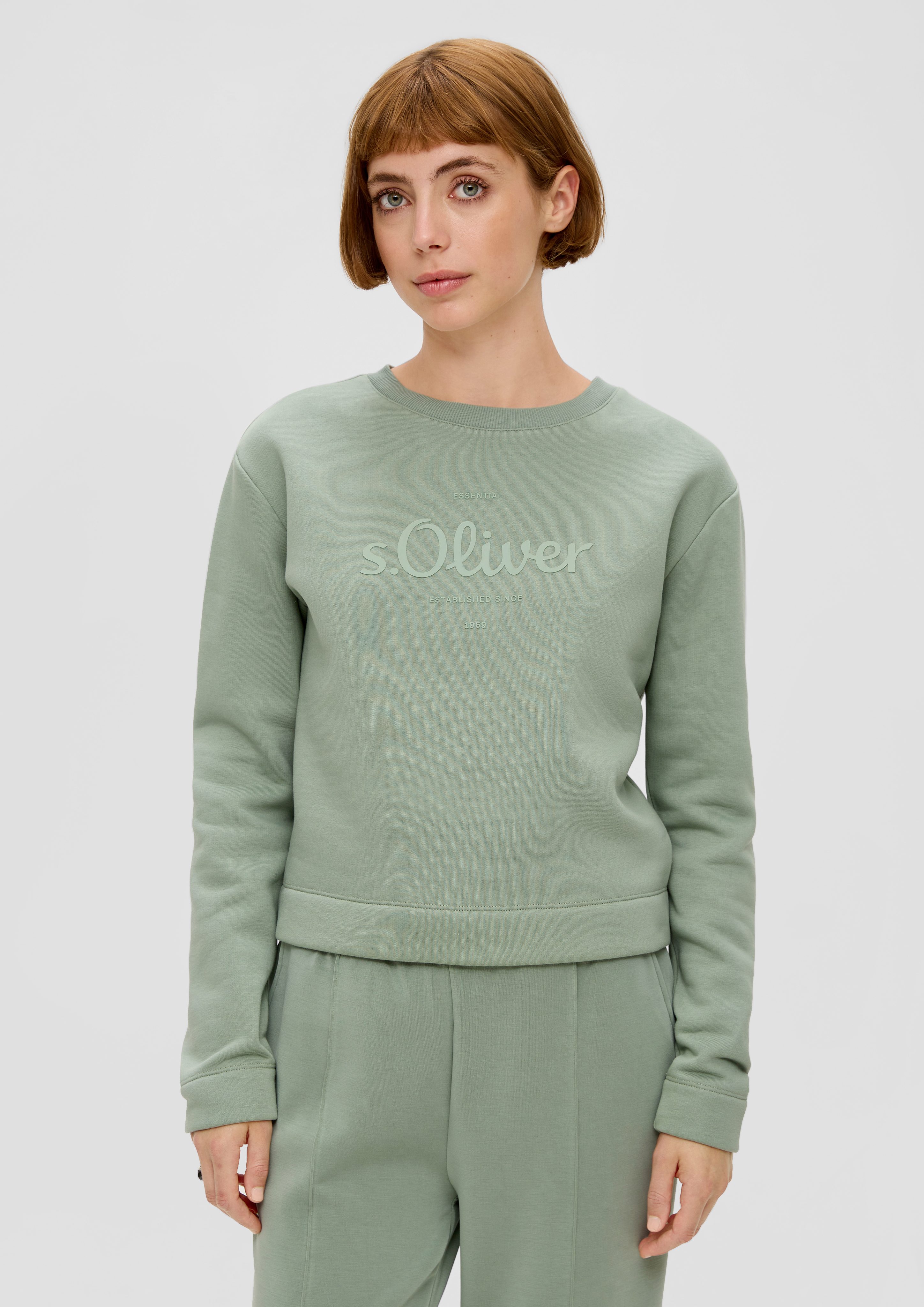 salbeigrün mit Logo-Print s.Oliver Sweatshirt Sweatshirt