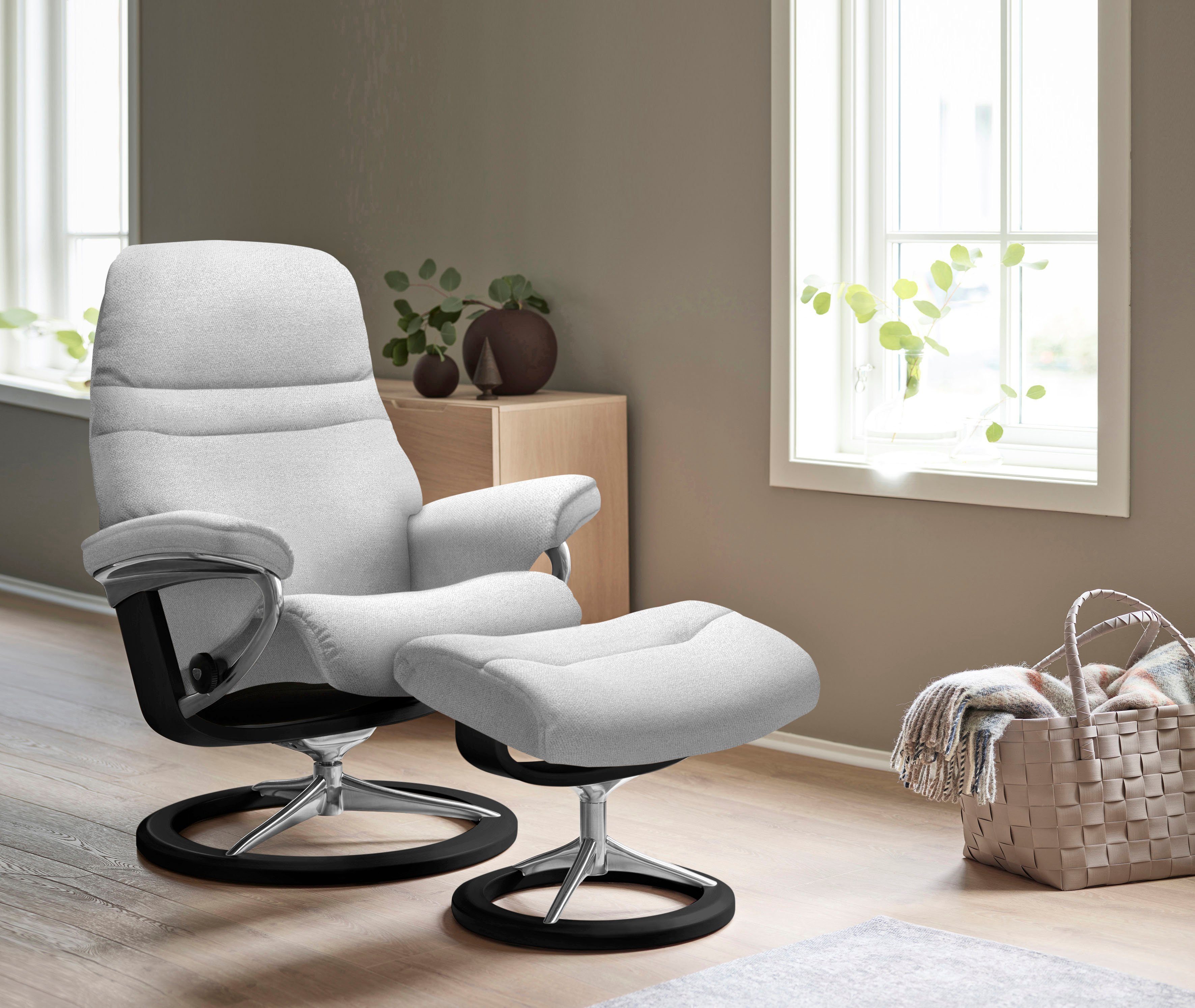 Stressless® Relaxsessel Sunrise (Set, Relaxsessel mit Hocker), mit Signature Base, Größe S, Gestell Schwarz