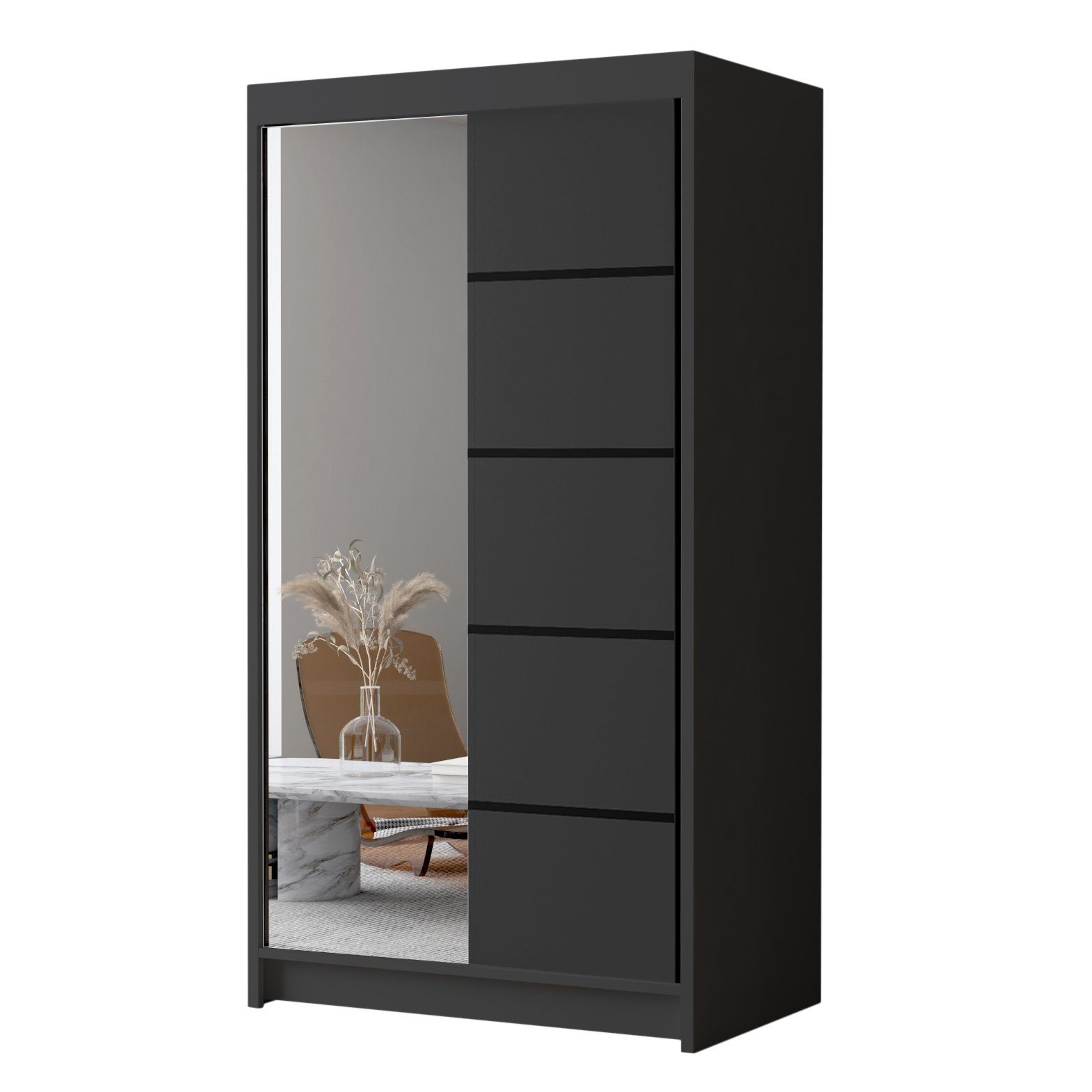 Sofnet Kleiderschrank Letto III (mit Spiegel, Schiebetüren und Kleiderstang günstig online kaufen