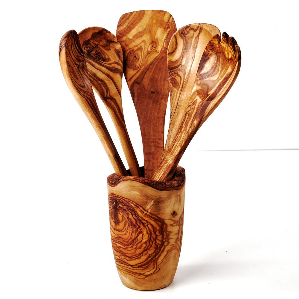 dasOlivenholzbrett Kochbesteckhalter Set aus Olivenholz Köcher im Naturschn günstig online kaufen