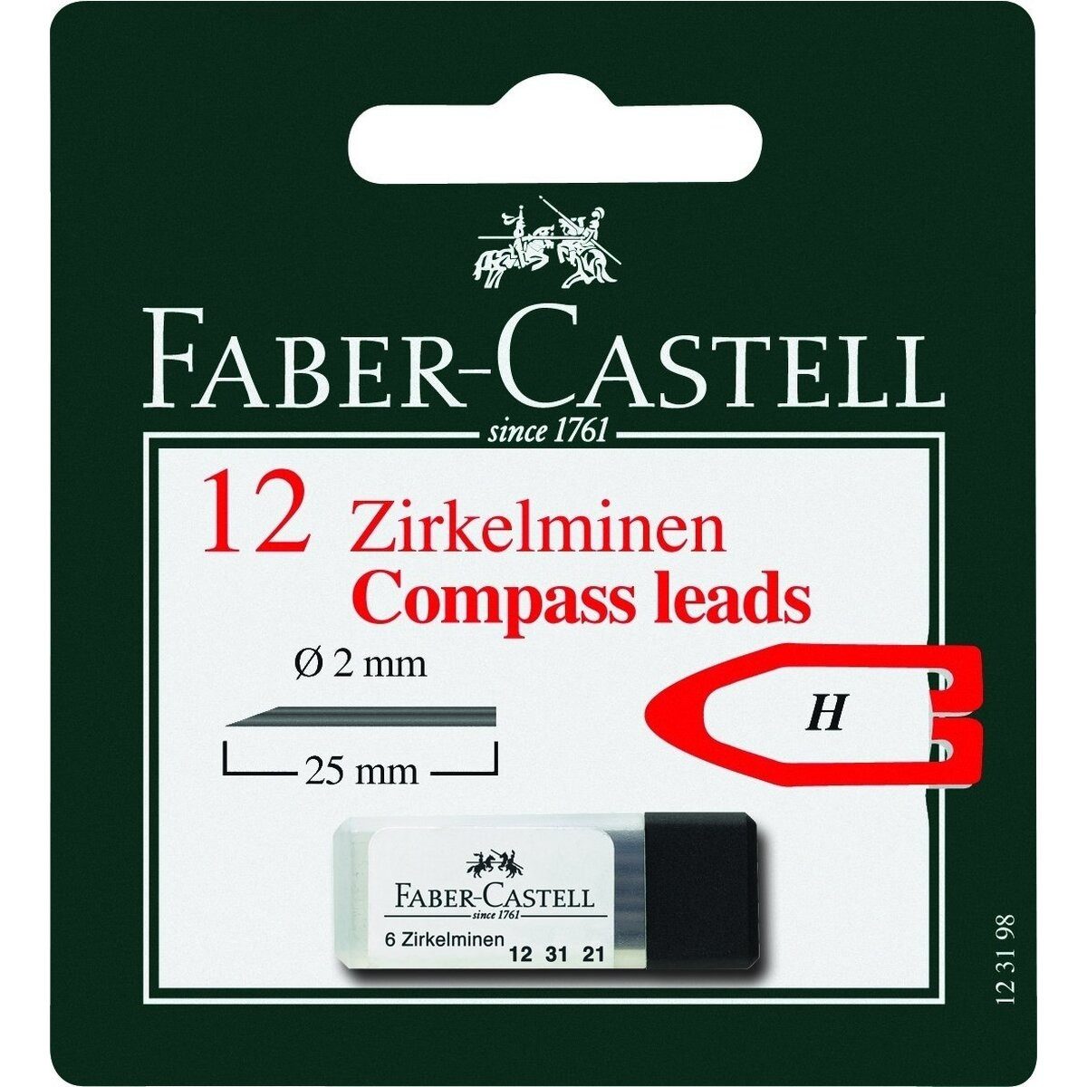 Faber-Castell Zirkel Zirkelminendose 2mm passend für alle Zirkelmodelle auf Blisterkarte