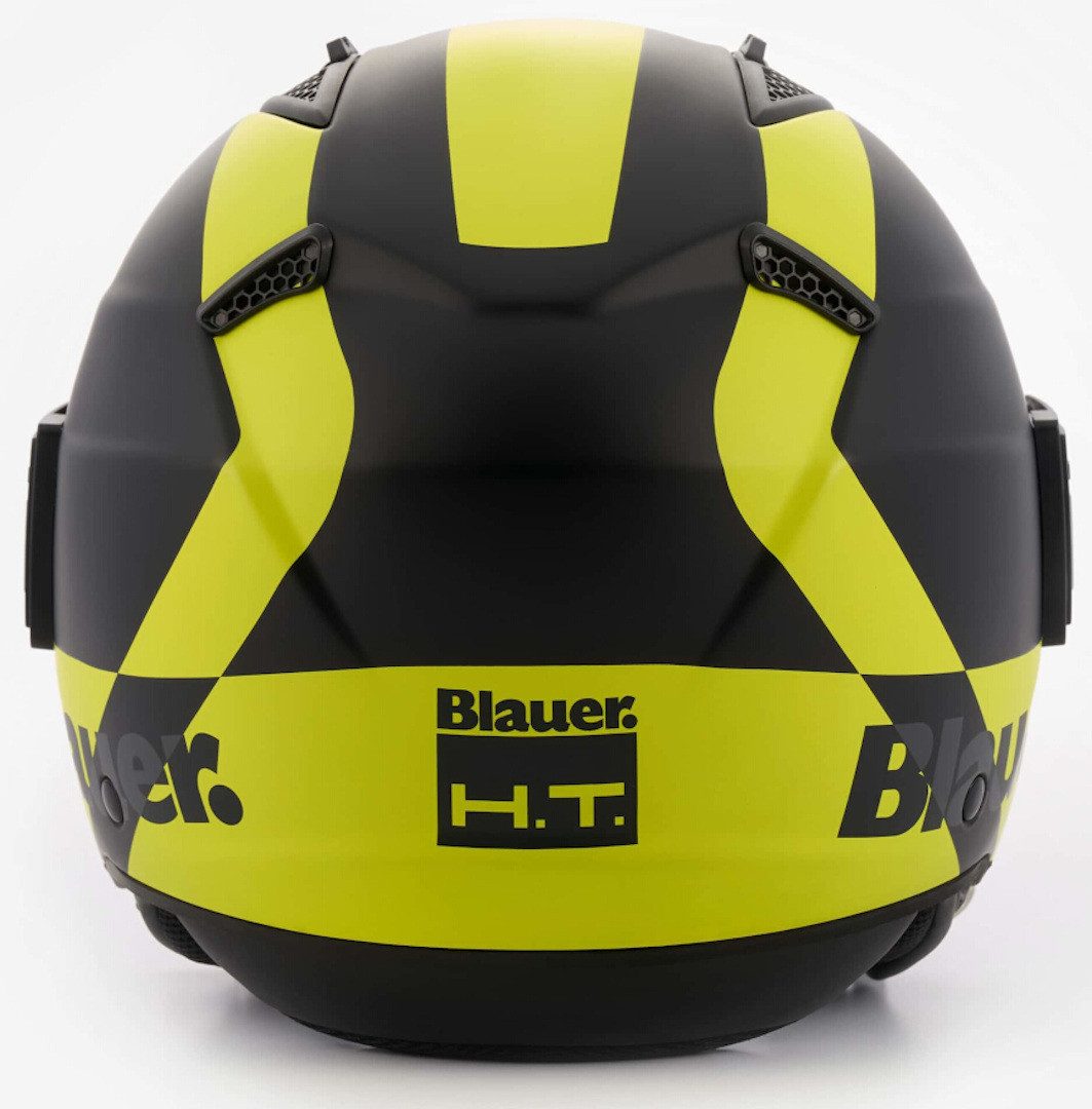 Blauer Motorradhelm BET HT Jethelm, integriertes Sonnenvisier