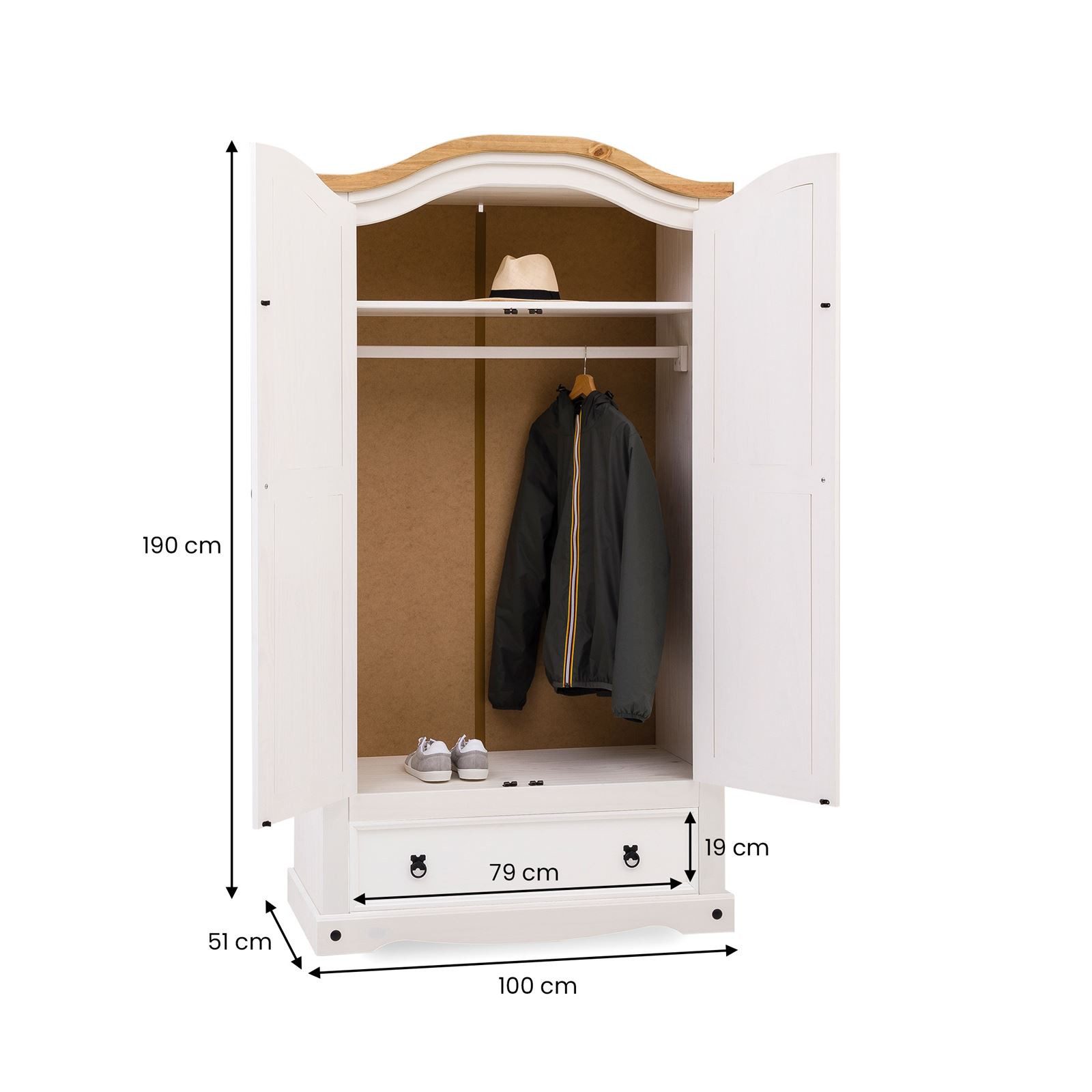 IDIMEX Kleiderschrank CAMPO Kleiderschrank mit Schubladen günstig online kaufen