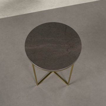 MAGNA Atelier Beistelltisch MONTE mit Marmor Tischplatte, Ablagetisch, Metallgestell, Side Table Naturstein, 38x54cm