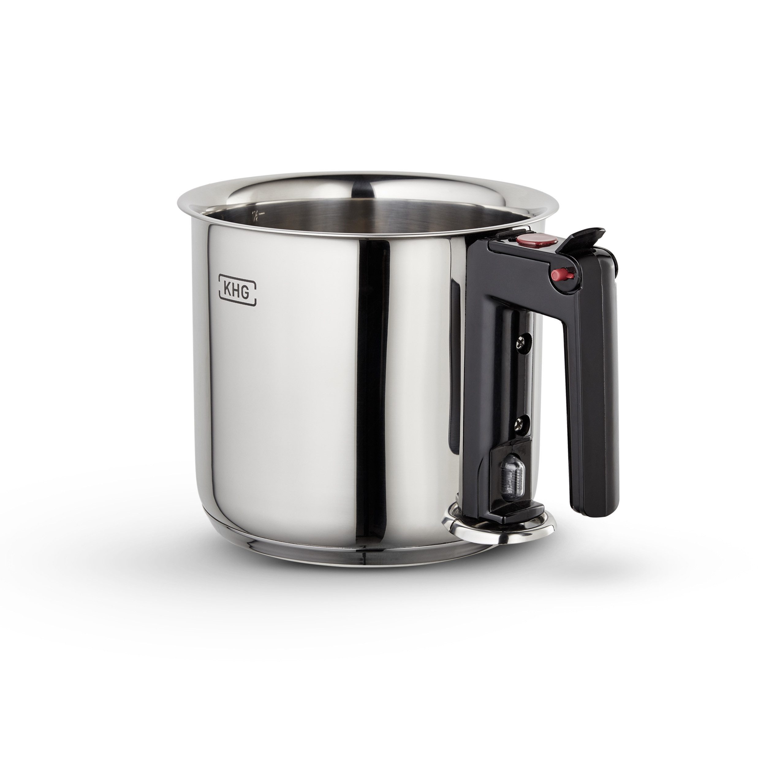 KHG Simmertopf Milchtopf 16 cm, Doppelwandig mit Grifföffnung, Edelstahl, 1,5 Liter Innenskala, Wasserbad-Prinzip, alle Herdarten auch Induktion