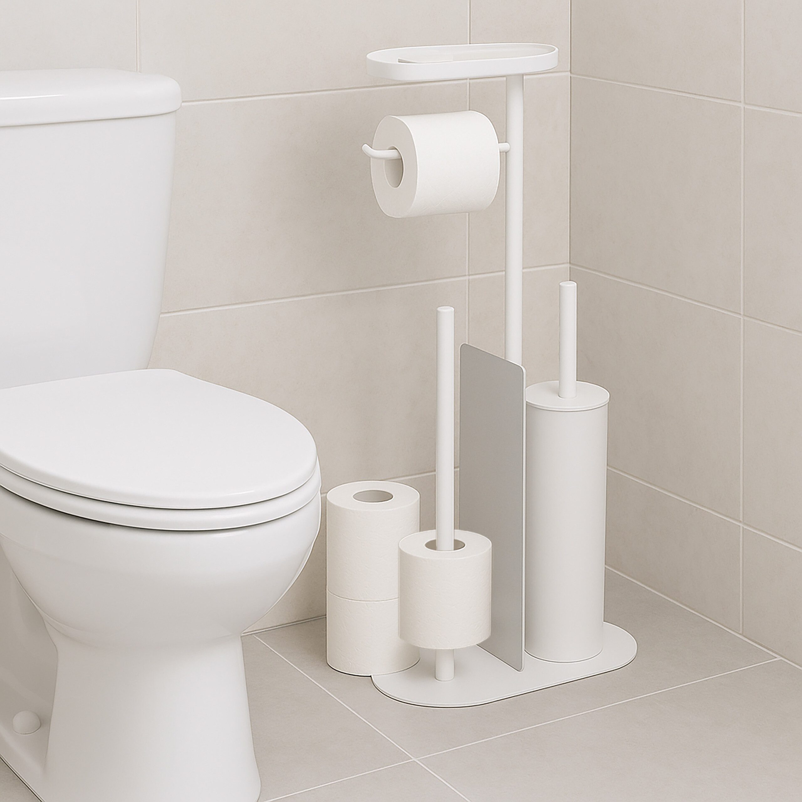 relaxdays WC-Garnitur aus Metall, weiß günstig online kaufen