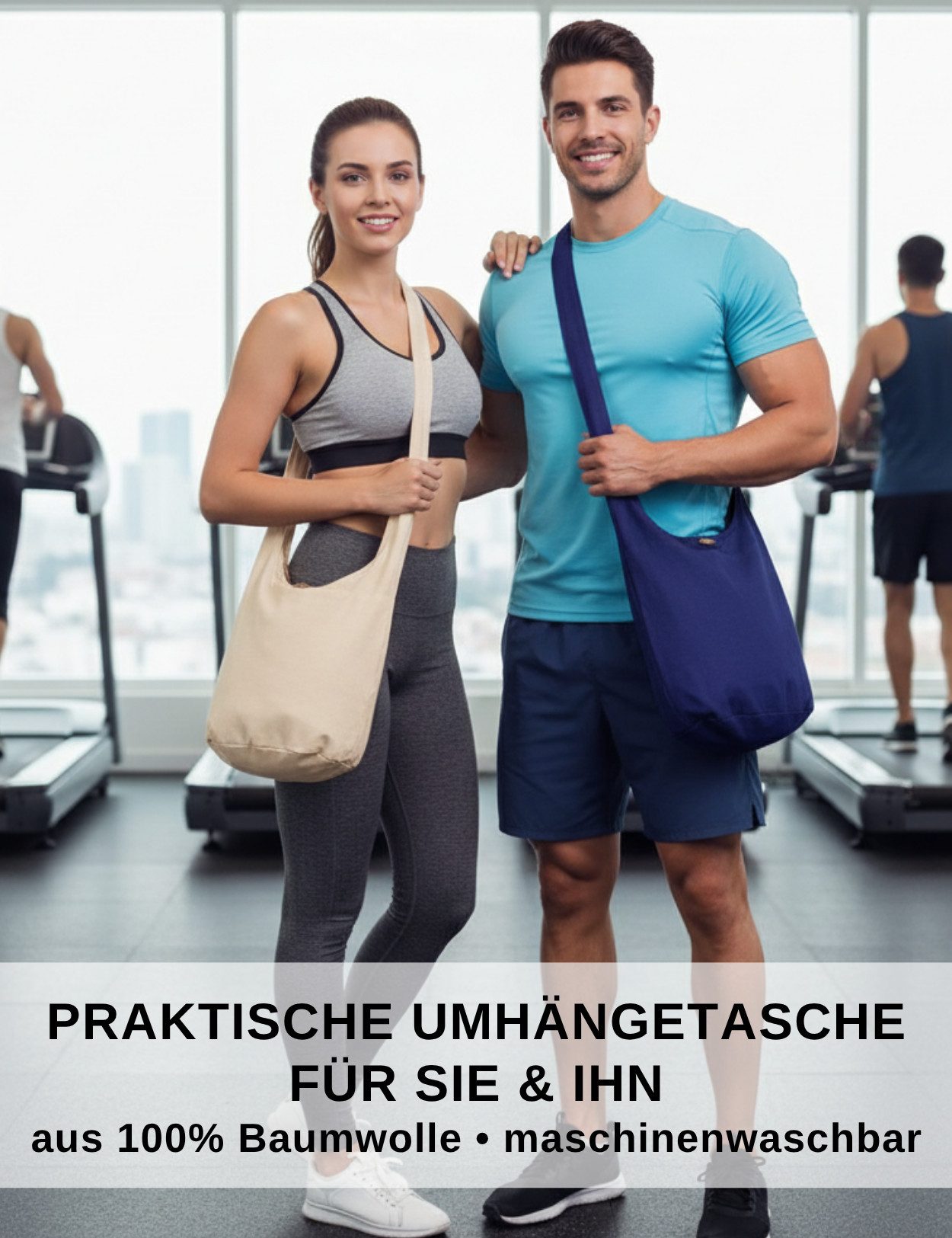 PANASIAM Freizeittasche Schulterbeutel einfarbig Schultertasche aus 100% Baumwolle in 2 Größen, Umhängetasche auch als Wickeltasche Handtasche oder Strandtasche