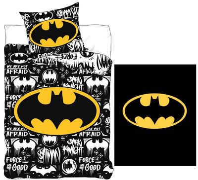 Kinderbettwäsche Batman - Bettwäsche-Set, 135x200 und Fleece-decke, 100x140, Batman, Baumwolle, 100% Baumwolle