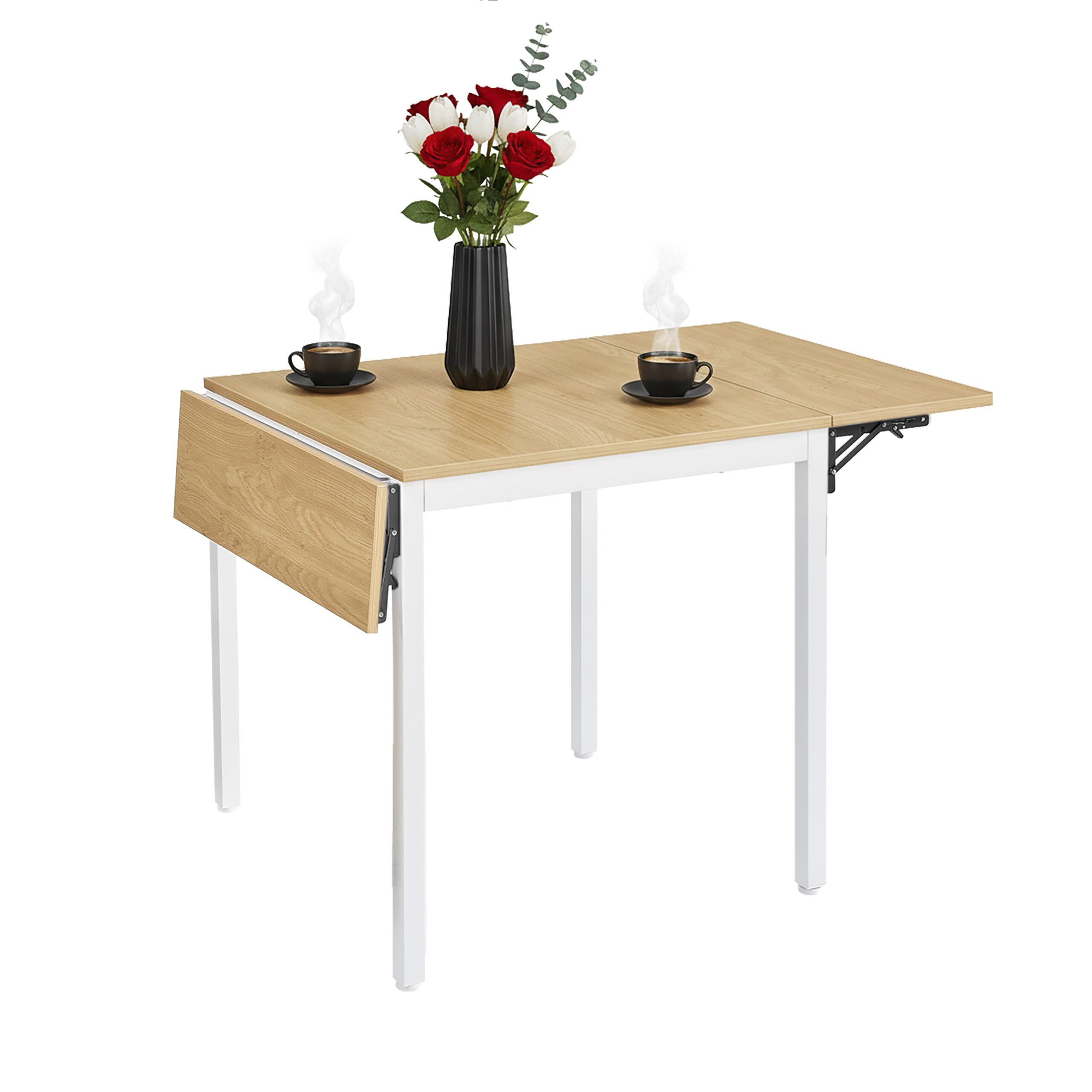 relaxdays Klapptisch Esstisch klappbar 2 bis 4 Personen, Holzoptik-Weiß