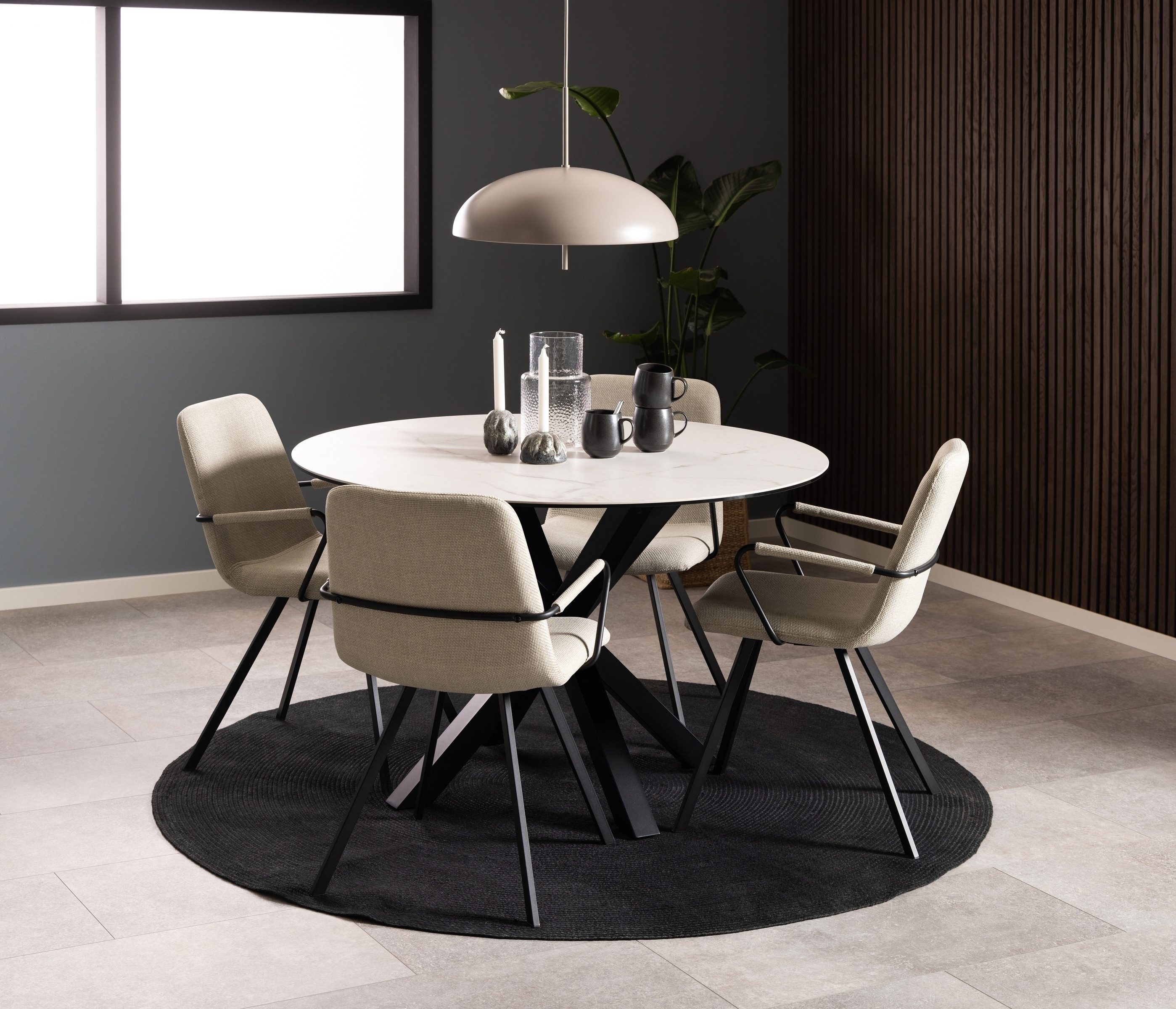 freiraum Esstisch Heaven, rund in weiss, Glas-Keramik - 75,5x119cm (HxD)