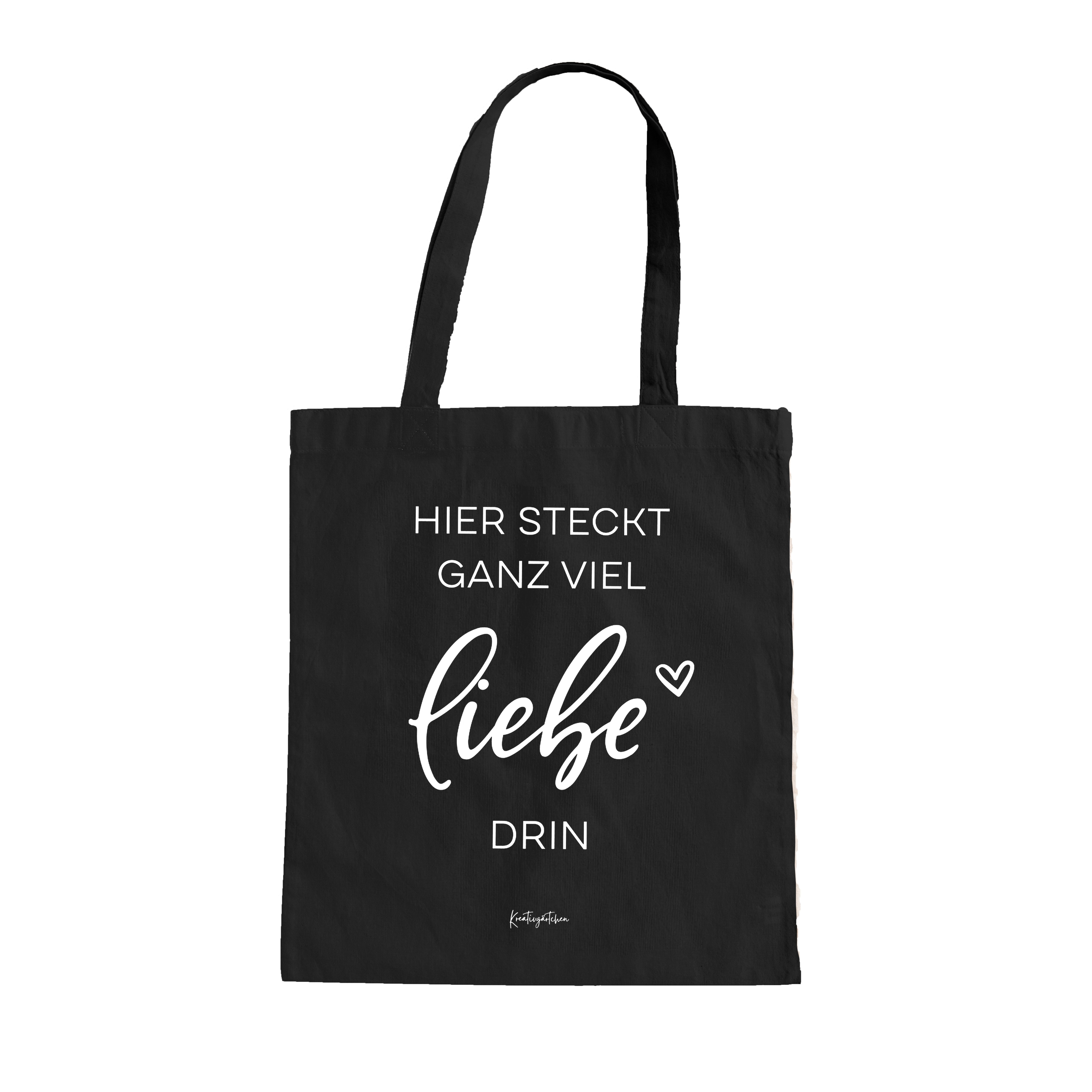 NORDEULE Einkaufsshopper Hier steckt ganz viel Liebe drin, Baumwolltasche mit langen Henkeln, ideal für Geschenkverpackungen, als Einkaufstasche im Alltag
