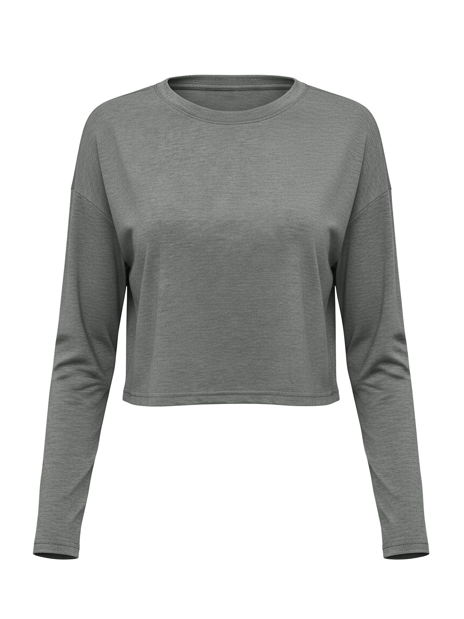 Langarmshirt Damen Cropped Rundhalsausschnitt Loose Fit Basic