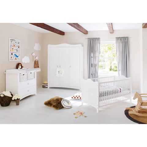 Pinolino® Babyzimmer-Komplettset Florentina, (Set, 3-St., Kinderbett, Schrank, Wickelkommode), breit groß; mit Kinderbett, Schrank und Wickelkommode; Made in Europe