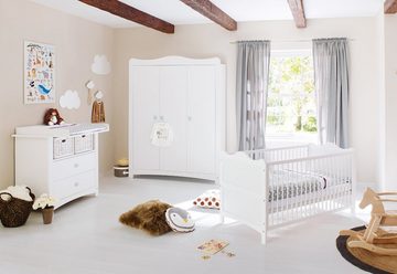 Pinolino® Babyzimmer-Komplettset Florentina, (Set, 3-St., Kinderbett, Schrank, Wickelkommode), breit groß; mit Kinderbett, Schrank und Wickelkommode; Made in Europe