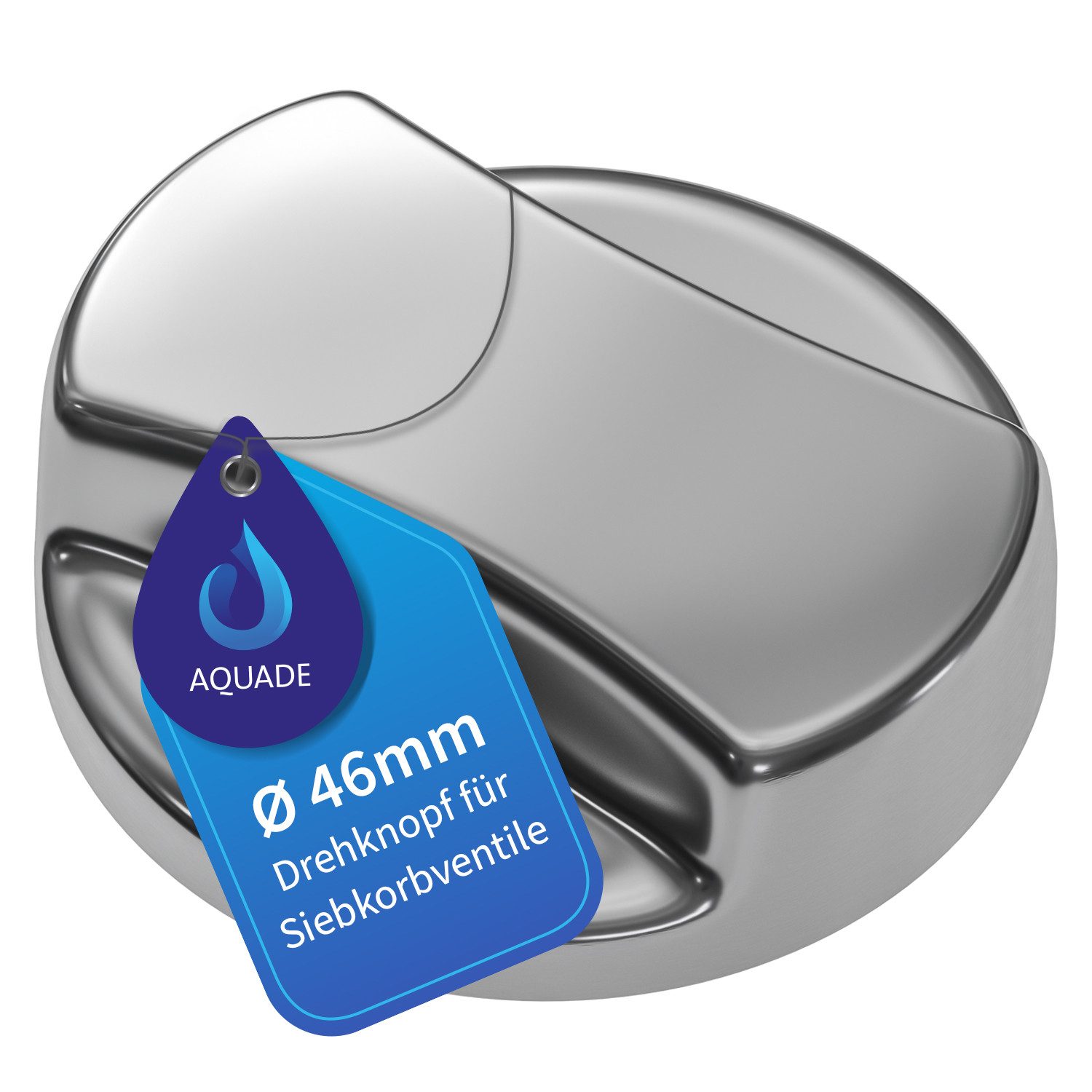 AQUADE Ventilkappe Drehknopf 46mmØ Kunststoff, hochglanzpoliert aus Kunststoff für Drehexcenter Spüle