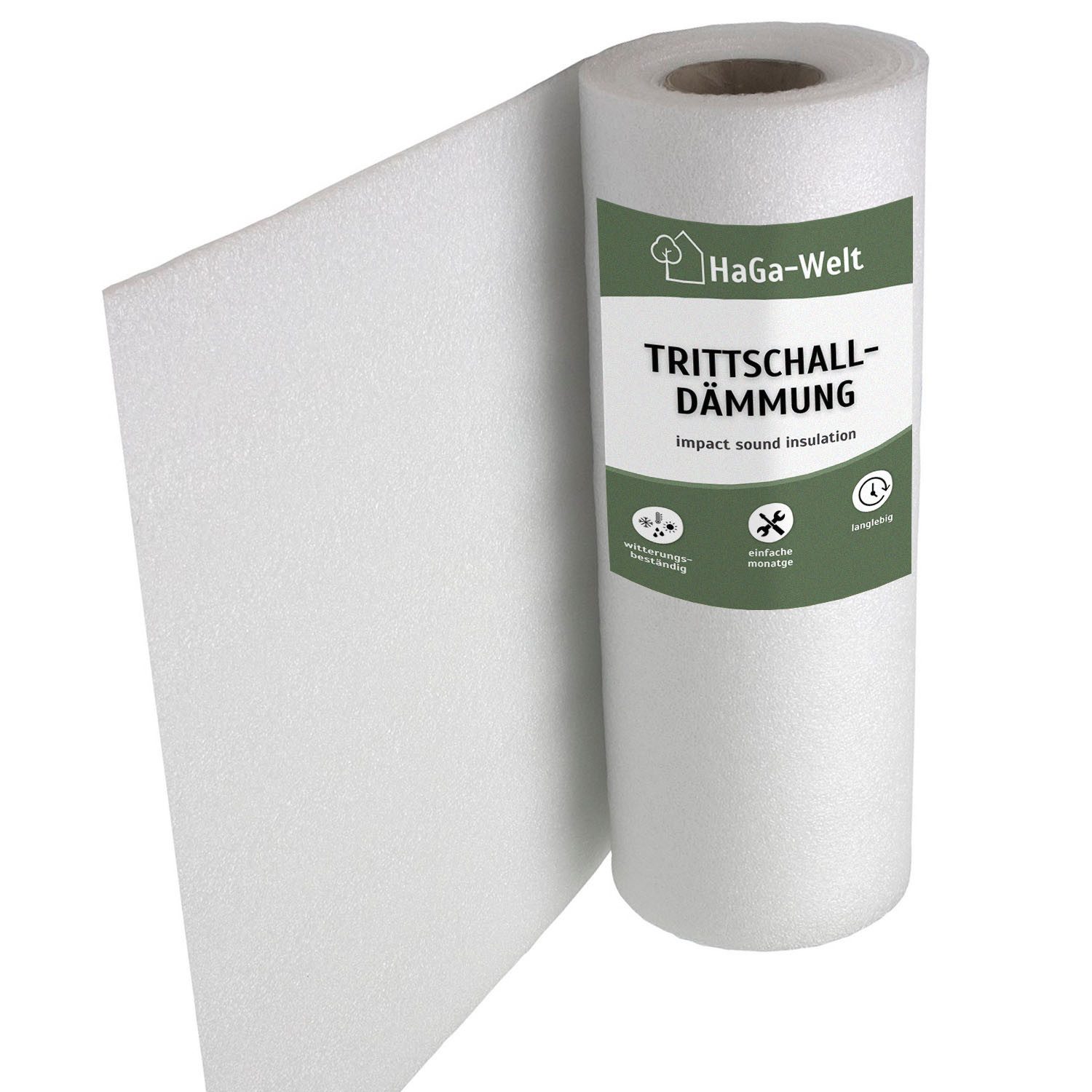 HaGa Trittschalldämmfolie Trittschalldämmung PE-Schaumfolie für Laminat 1,25m Breite 2mm Stärke