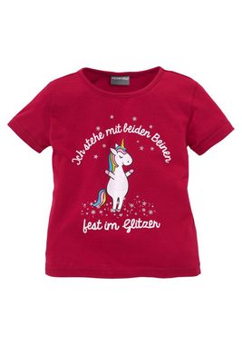 KIDSWORLD T-Shirt für kleine Mädchen, Druck "Einhorn" mit Glitzereffekten