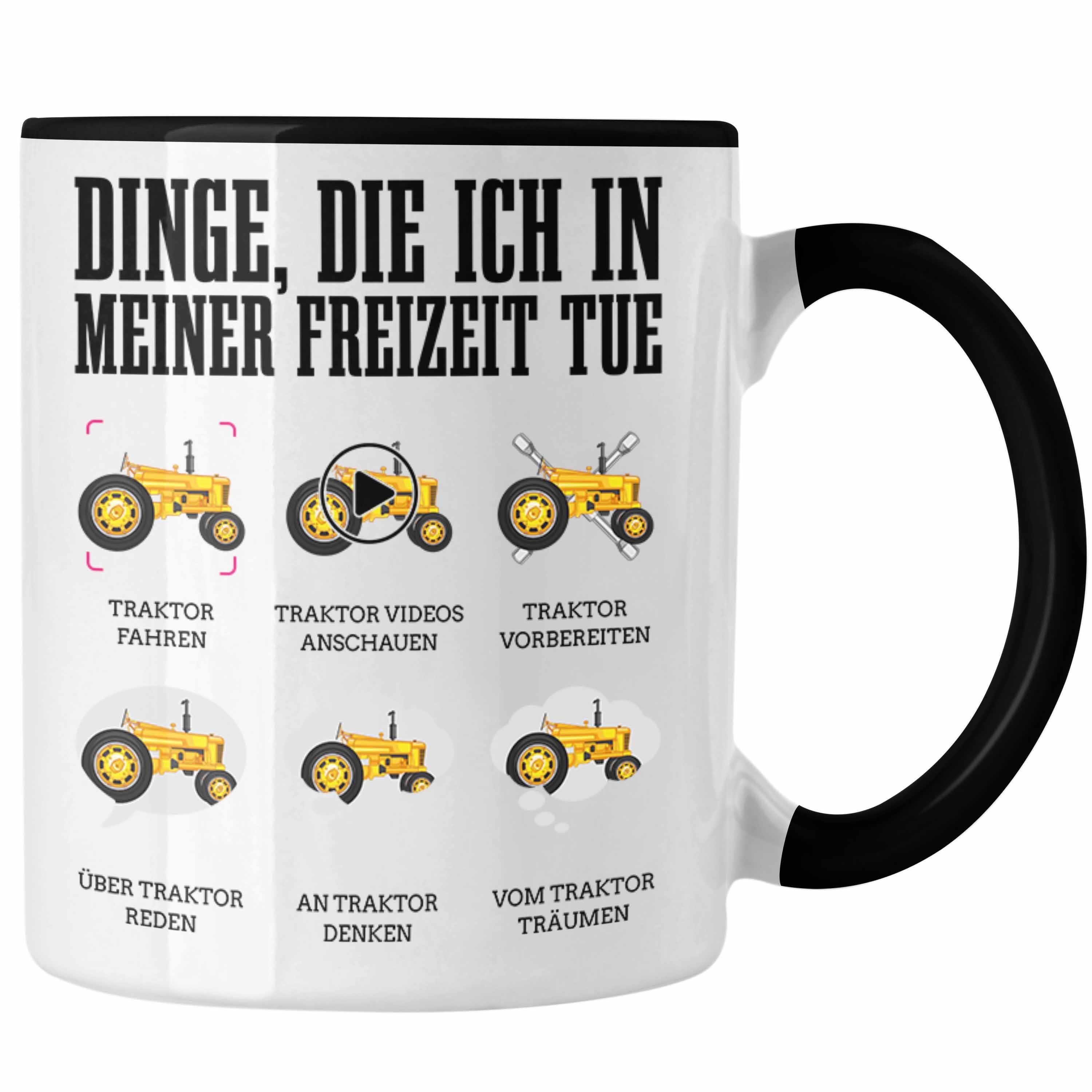 Trendation Tasse Bauer Geschenkidee Schwarz Traktor Tasse Traktor Geschenk Fans Landwirt