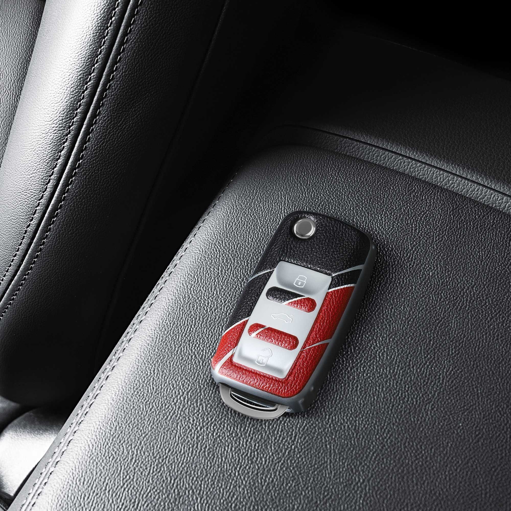 Hülle Cover Grau Schlüsselhülle Autoschlüssel TPU für Schutzhülle Seat, Schlüsseltasche VW kwmobile Skoda