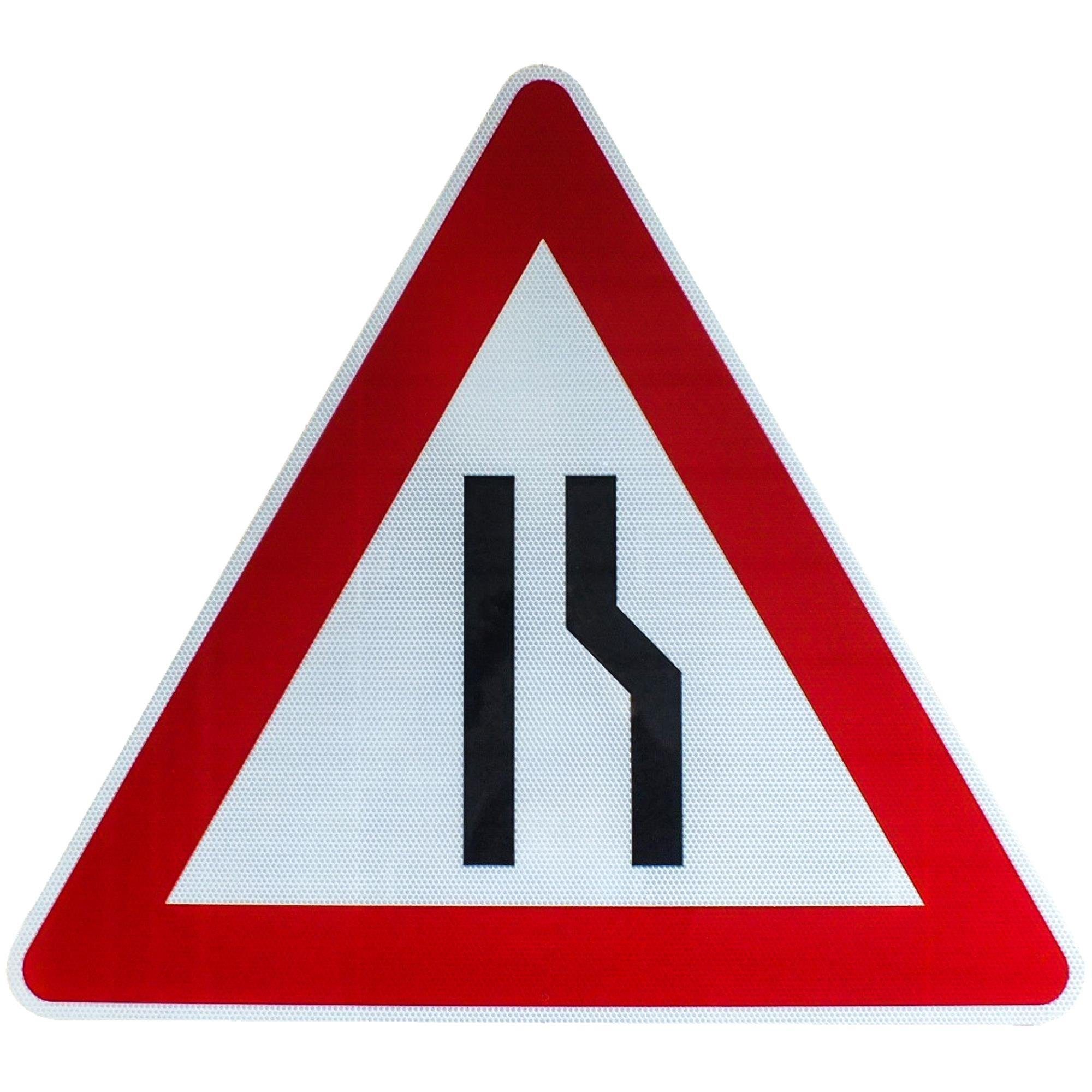 BauSupermarkt24 Verkehrsschild Verkehrsschild 121-10 verengte Fahrbahn rechts 900mm Schild RA2