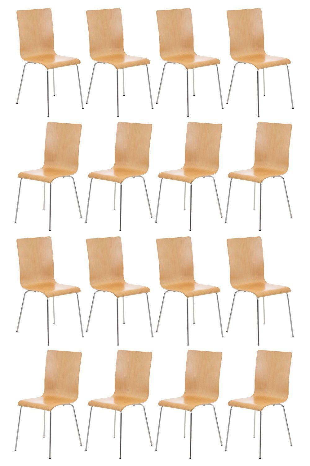 CLP Besucherstuhl Pepe Holzsitz (16er Set), Metallgestell
