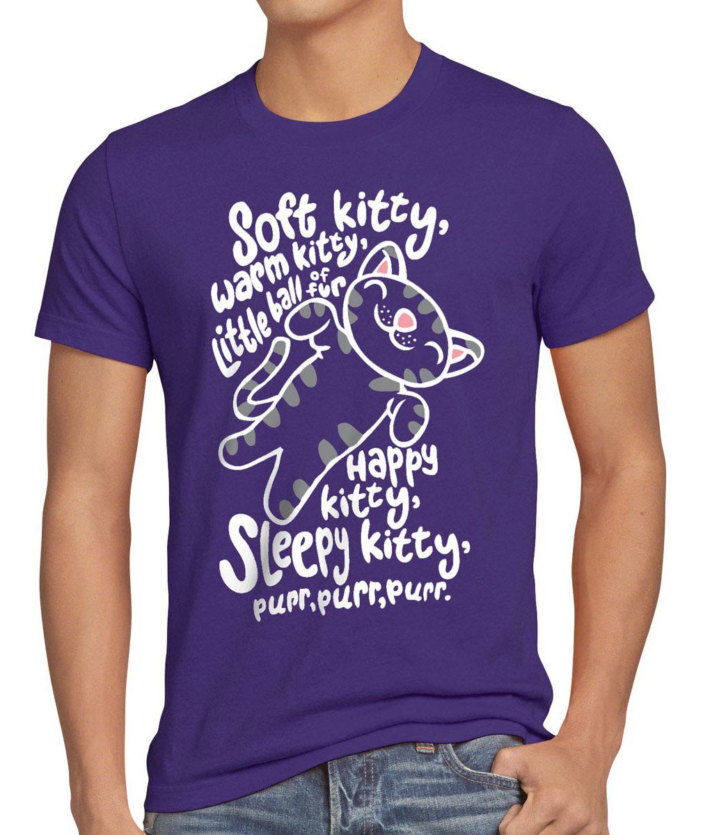 T-Shirt happy Herren big cat sheldon bang katze style3 sleepy cooper theory lila Kitty Print-Shirt Soft penny