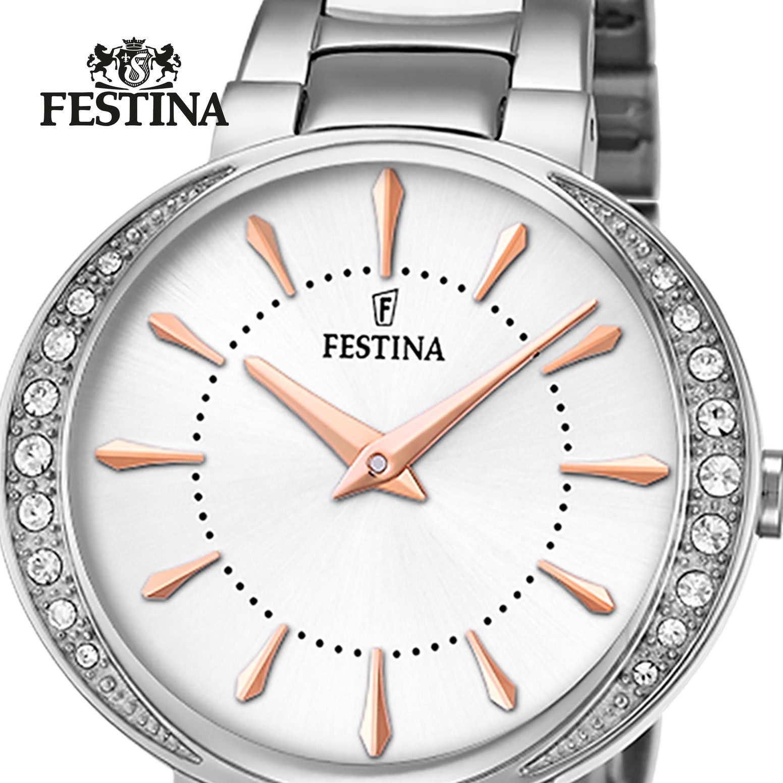 Festina Quarzuhr Festina Damenuhr Boyfriend Armbanduhr, (Analoguhr), Damen Armbanduhr rund, Edelstahlarmband silber, Casual