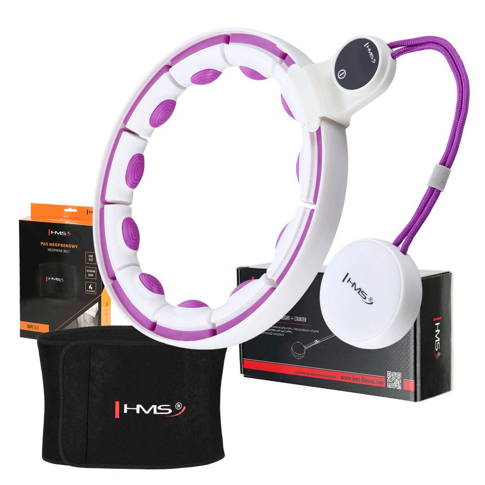 HMS Hula-Hoop-Reifen Magnetisch Trainingsreifen Schlankgürtel (Spar-Set, 1-tlg., Display-Funktionen), Metallverstärkte Druckknöpfe erhöhen die Stabilität der Konstruktion