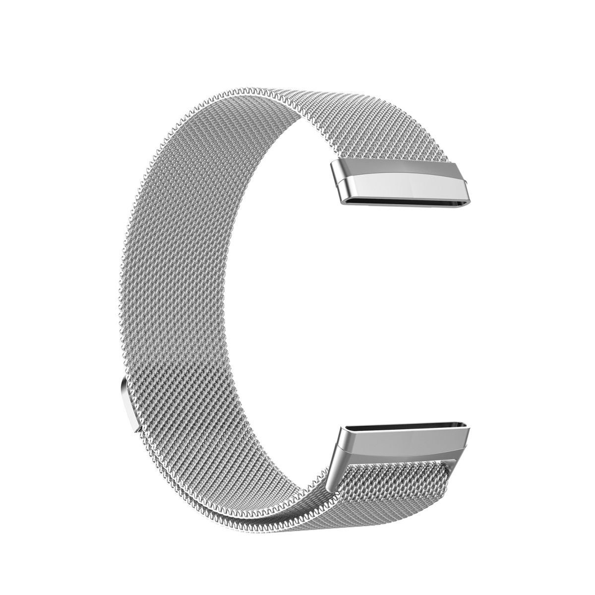 Wigento Smartwatch-Armband Für Fitbit Versa / Magnet Watch Ersatz Armband 3 1+ Silber 2 Sense 4 Uhr + Metall