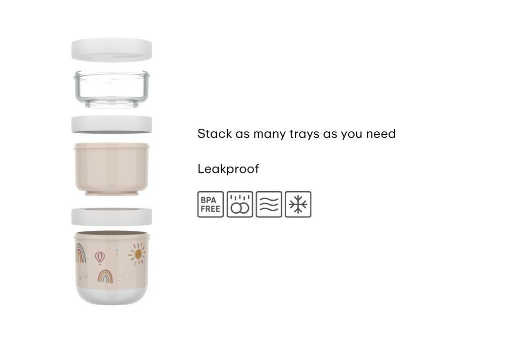 Mepal Kinderbesteck Mepal Mio 550 ml Snackbox stapelbar 3-teilig - Forest Friends