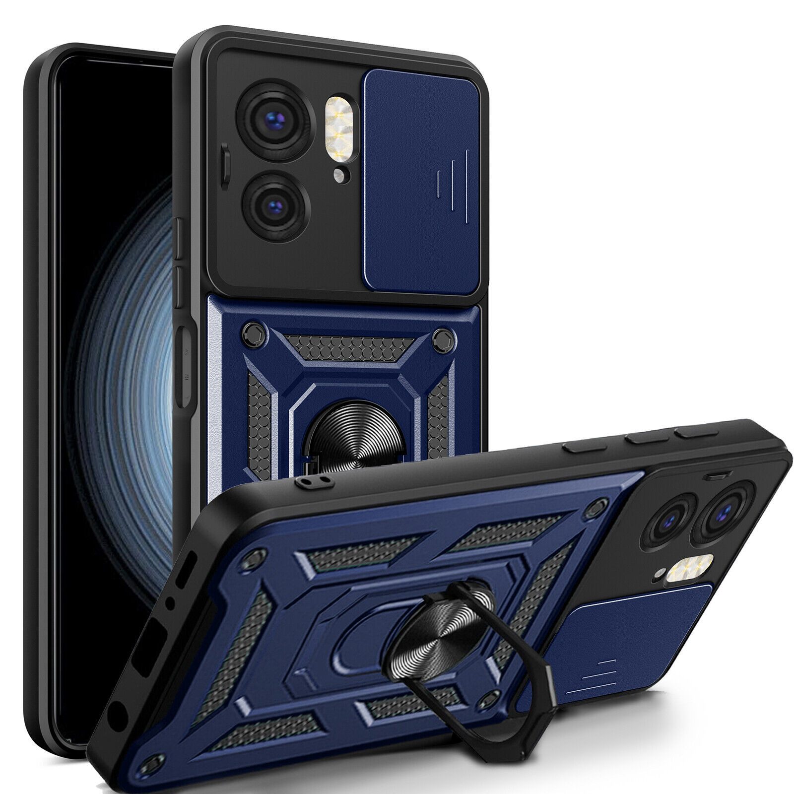 betterfon Handyhülle Panzerhülle für Motorola Edge 40 mit Kameraschutz & Ringhalter, Outdoorhülle mit Smartstand und Silikonkern