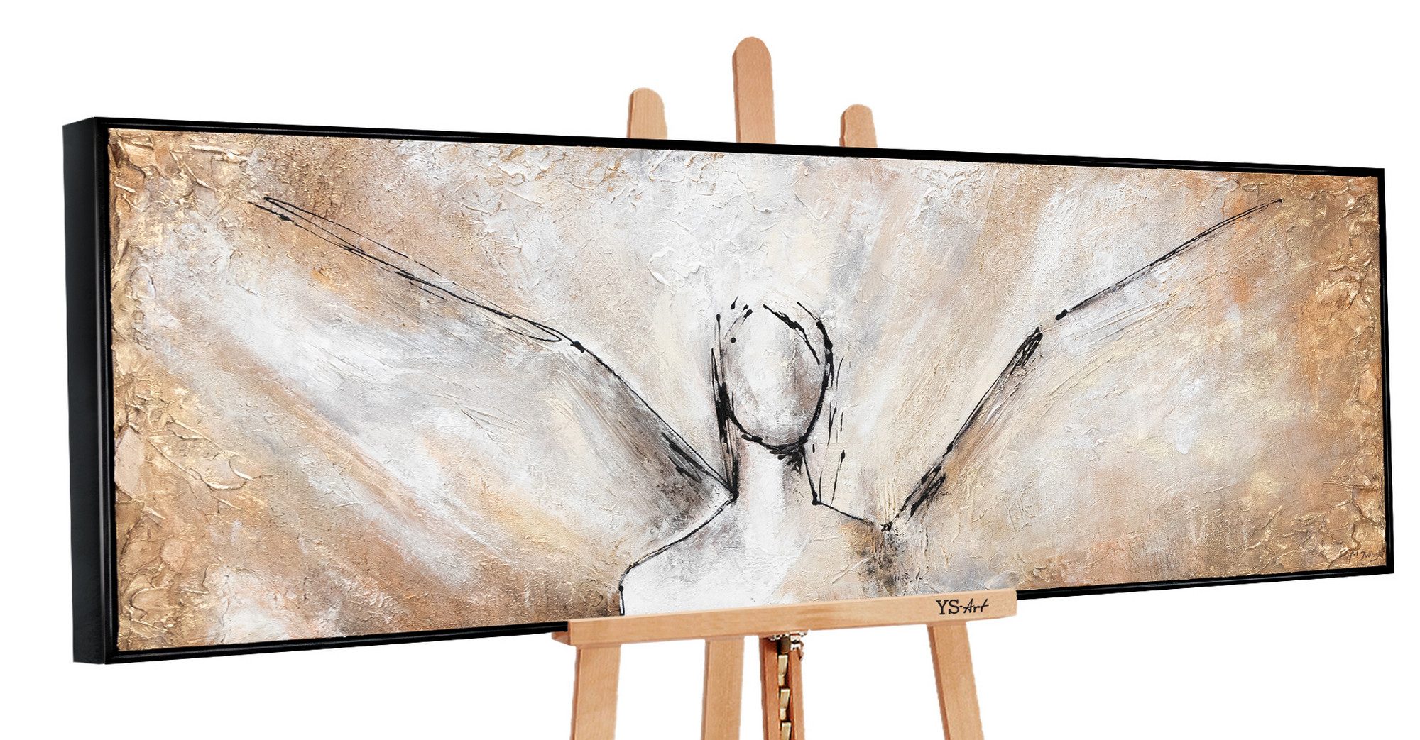 YS-Art Картина Schönheit, Abstraktes Leinwand Bild Handgemalt Engel in Braun mit Rahmen
