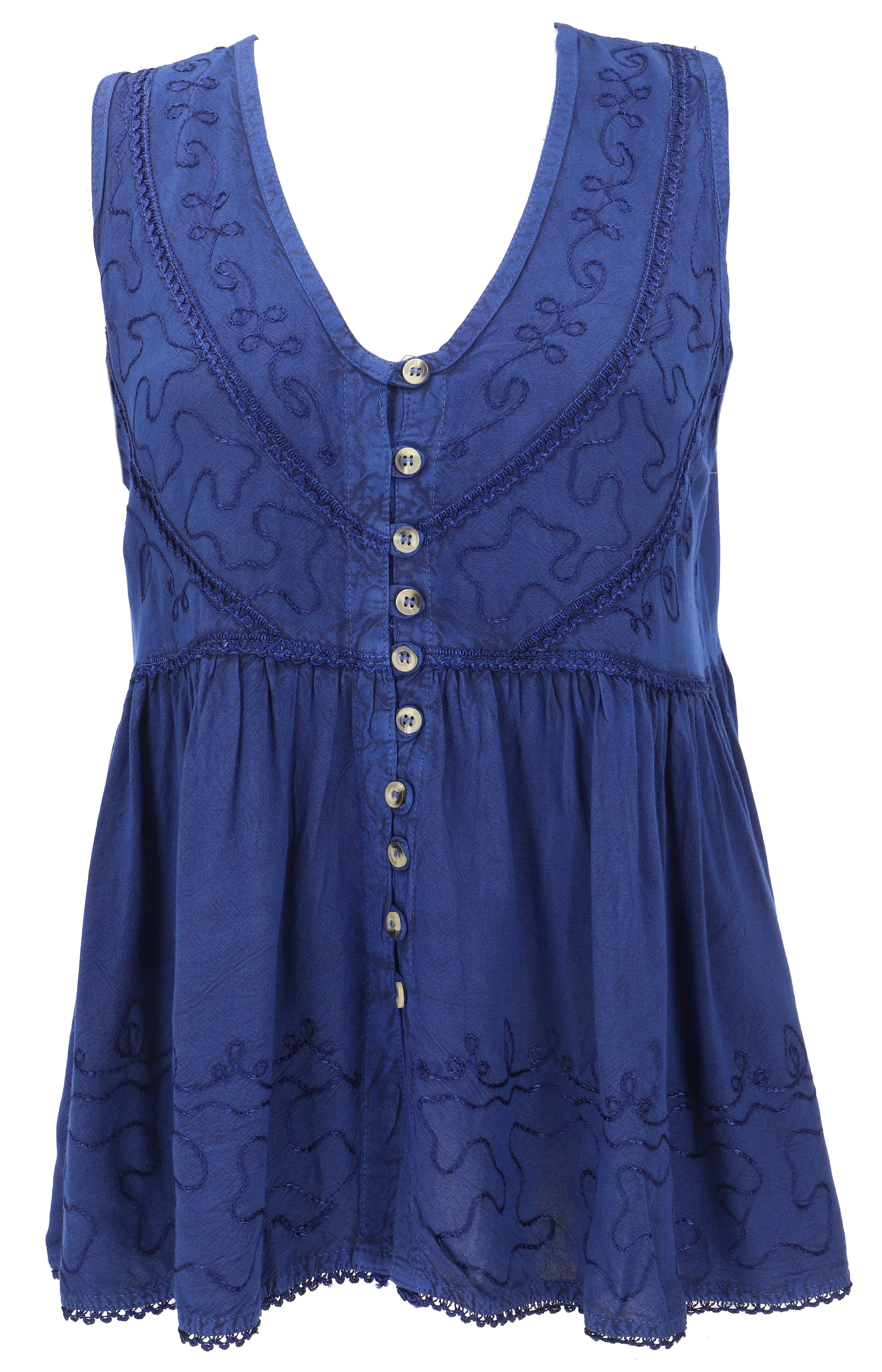 Guru-Shop T-Shirt Top Boho chic, besticktes Top - blau alternative Bekleidu günstig online kaufen